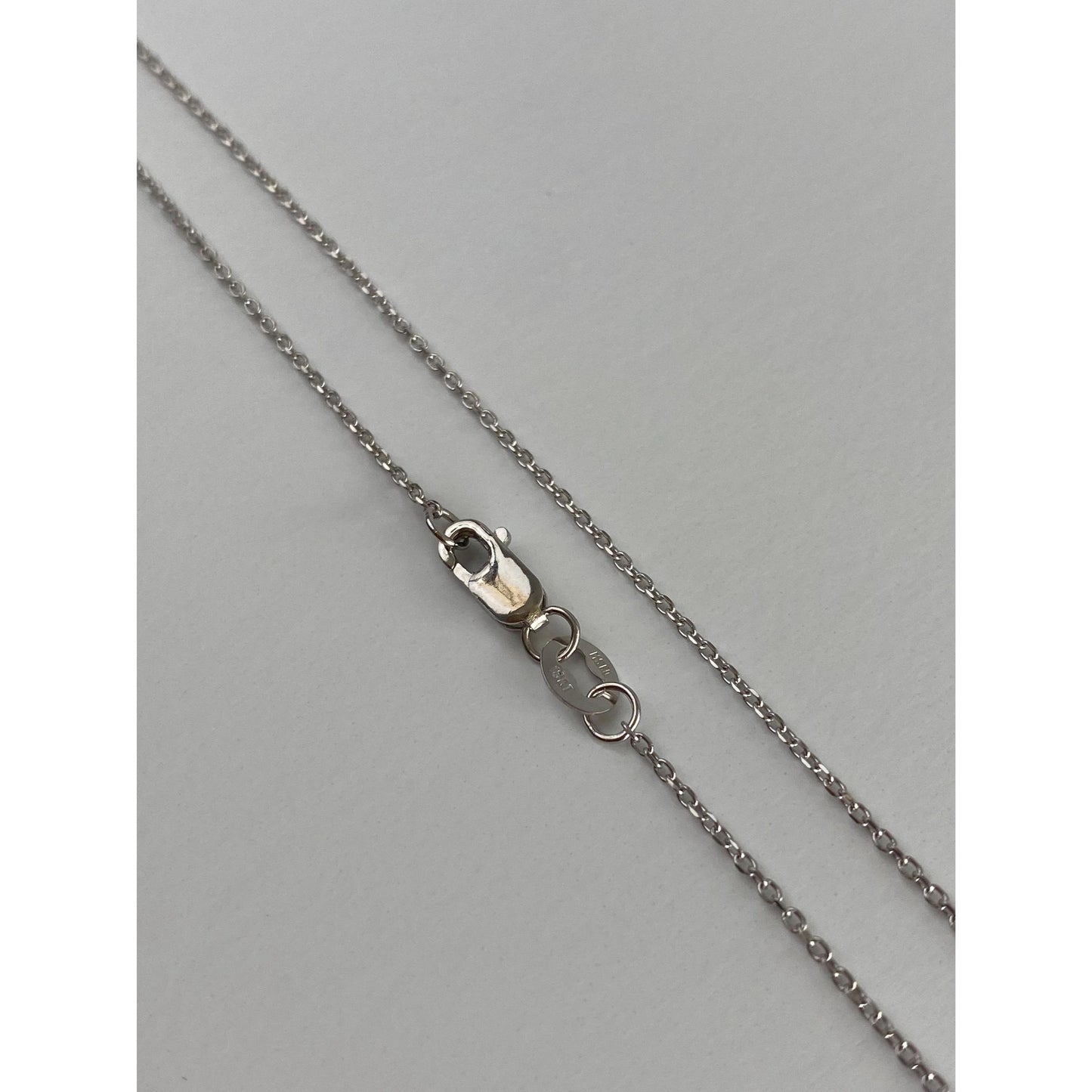 Solid 18k White Gold Dainty Biker Link Chain Necklace - 17.75 inches