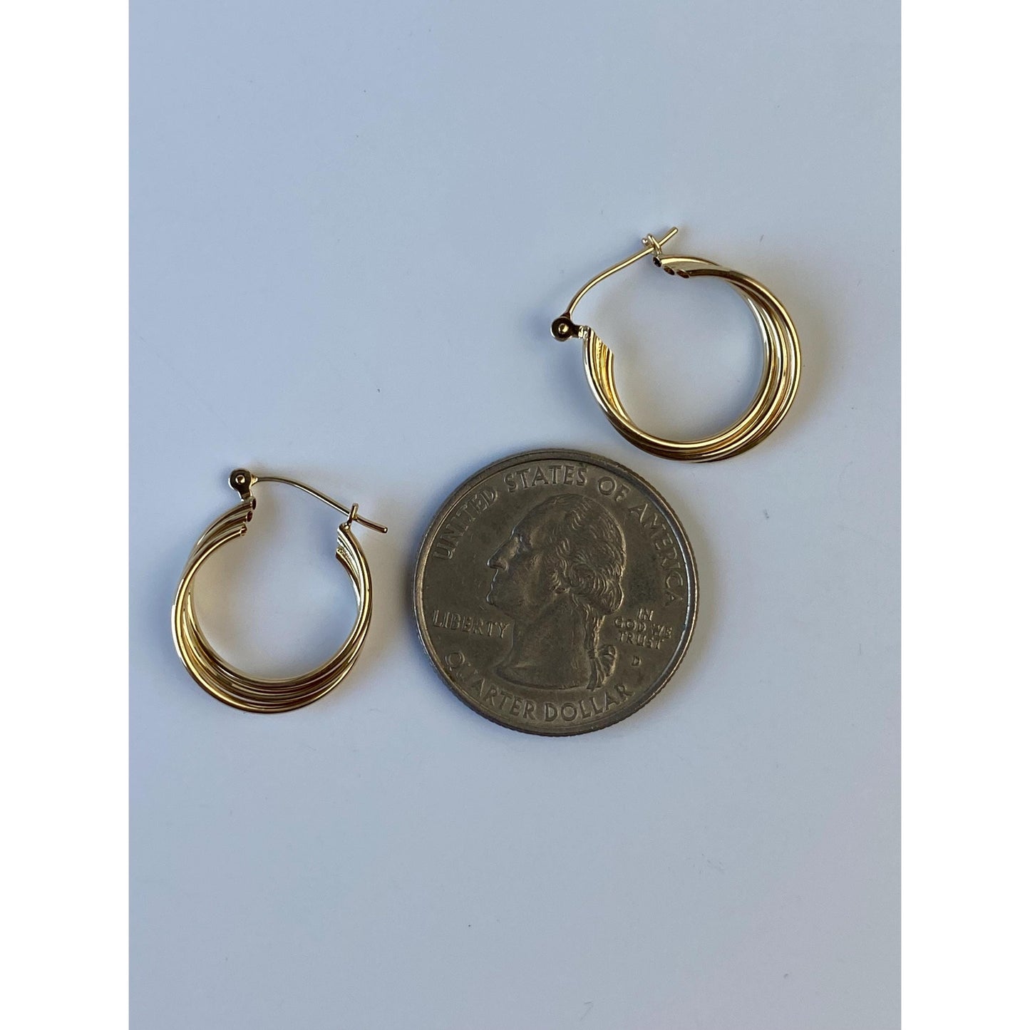 Vintage 14k Yellow Gold Layered Hoop Earrings