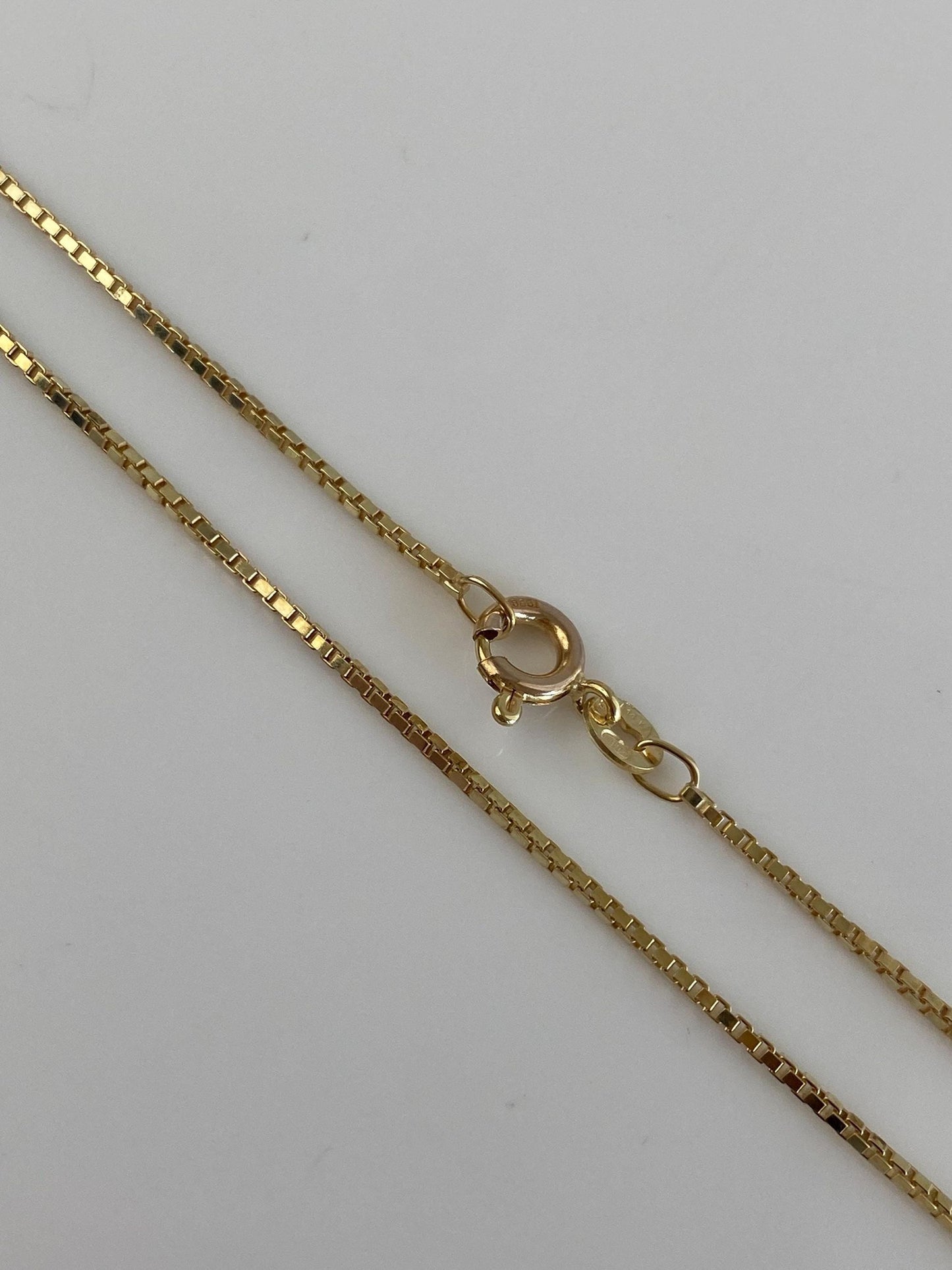 Vintage Solid 14k Yellow Gold Long Box Chain Necklace - 22 inches