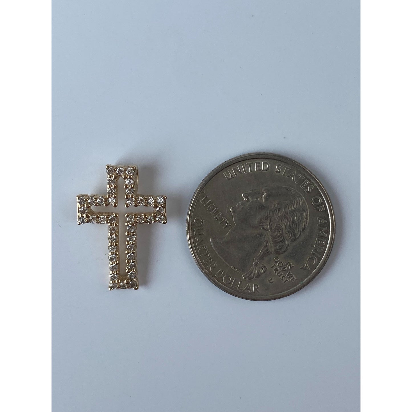 Vintage Solid 10k Yellow Gold Cubic Zirconia Cross Charm