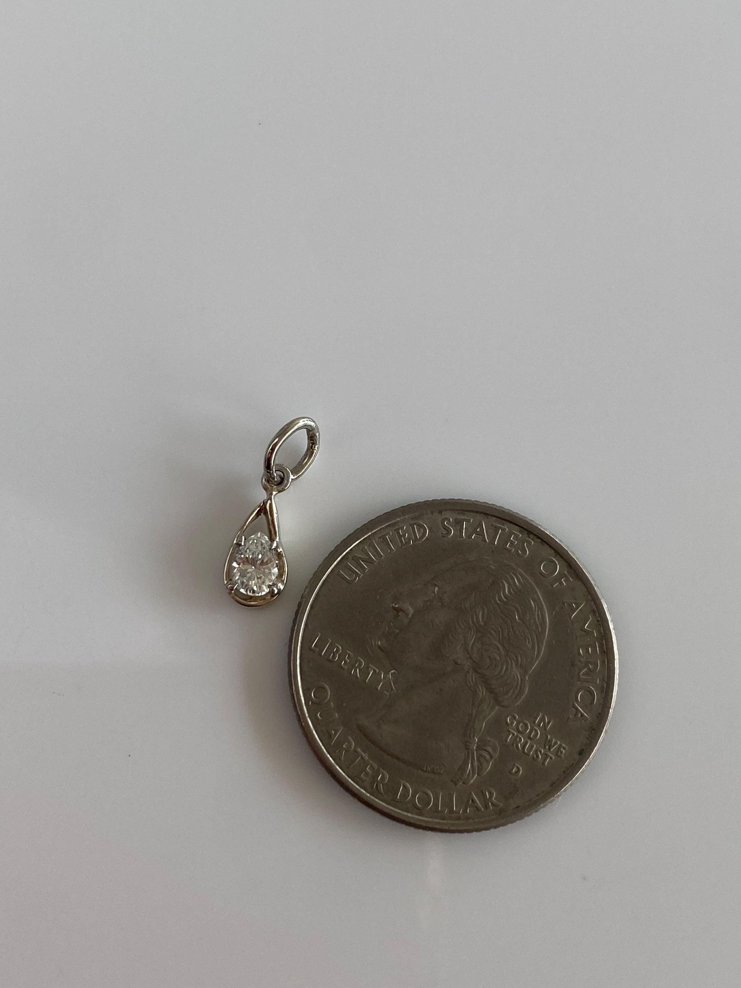Solid 14k Yellow Gold Diamond Teardrop Charm