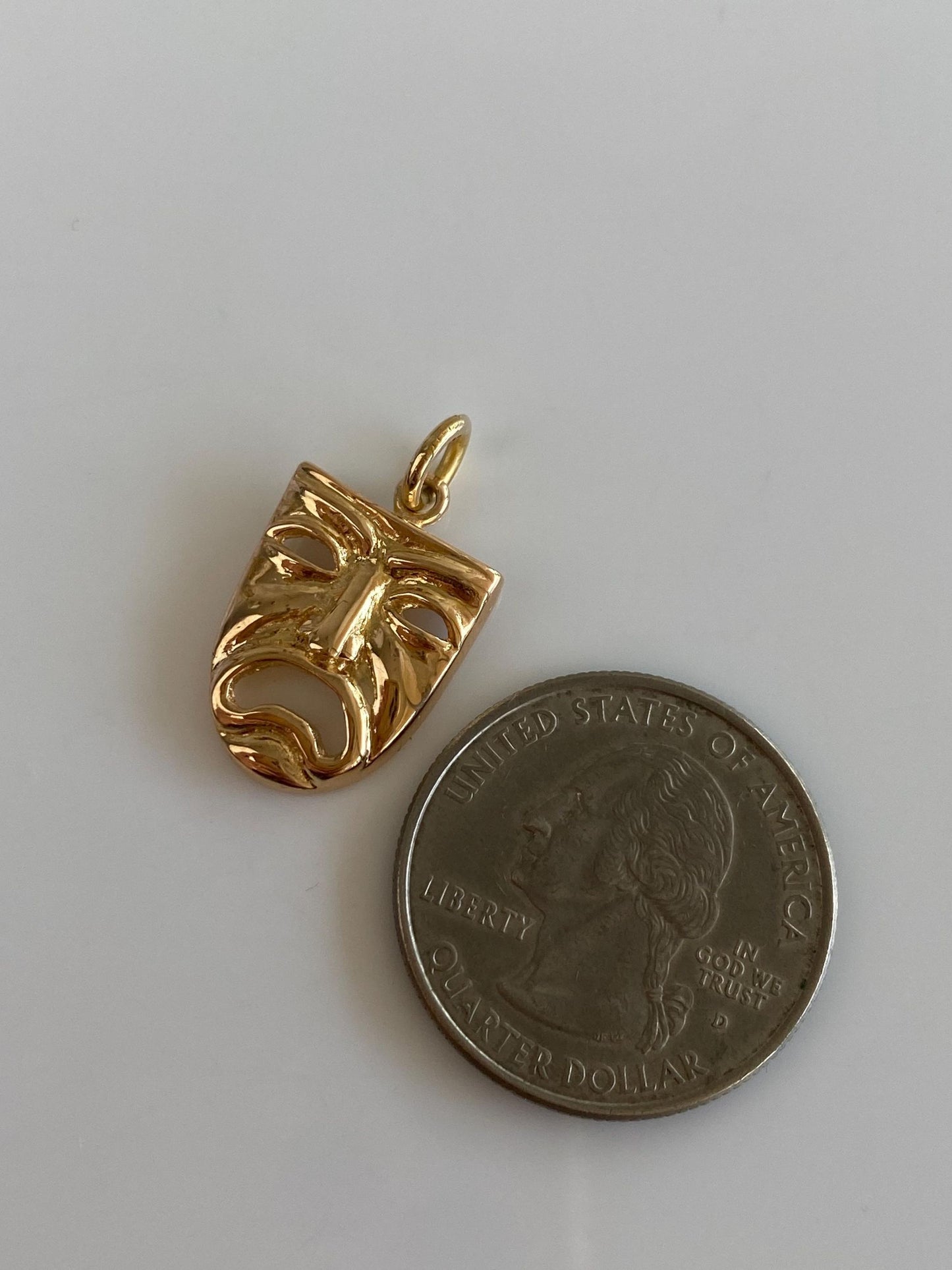Vintage Solid 18k Yellow Gold Drama Tragedy Mask Charm