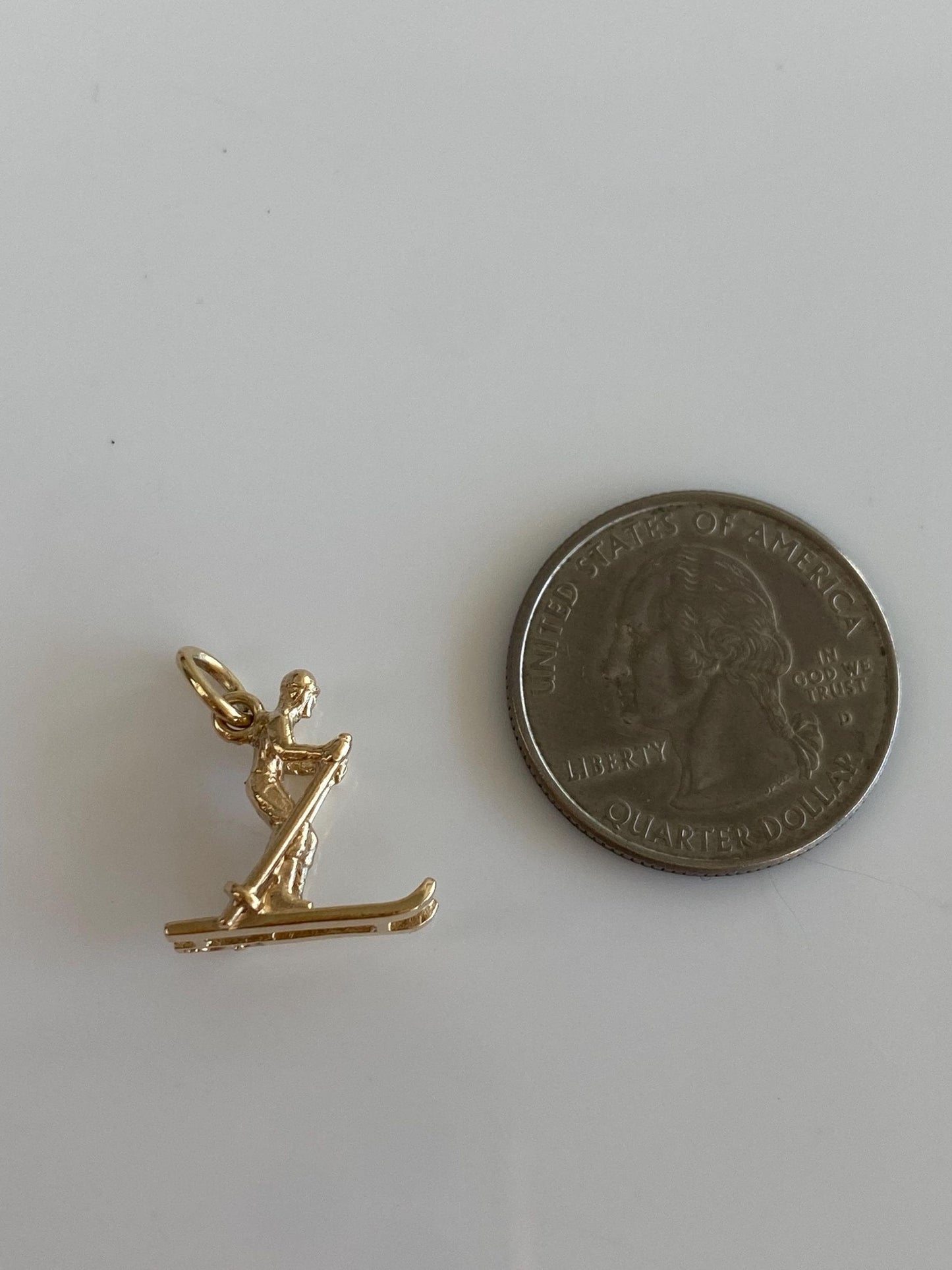 Vintage Solid 10k Yellow Gold Skier Charm