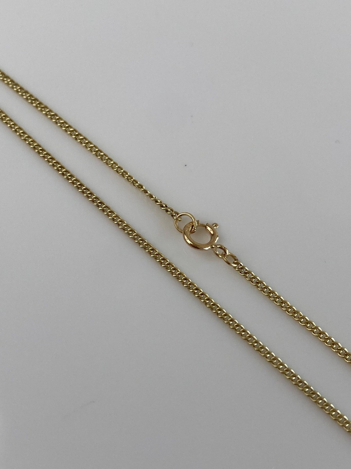 Vintage Solid 14k Yellow Gold Dainty Tight Curb Chain Necklace - 16.5 inches