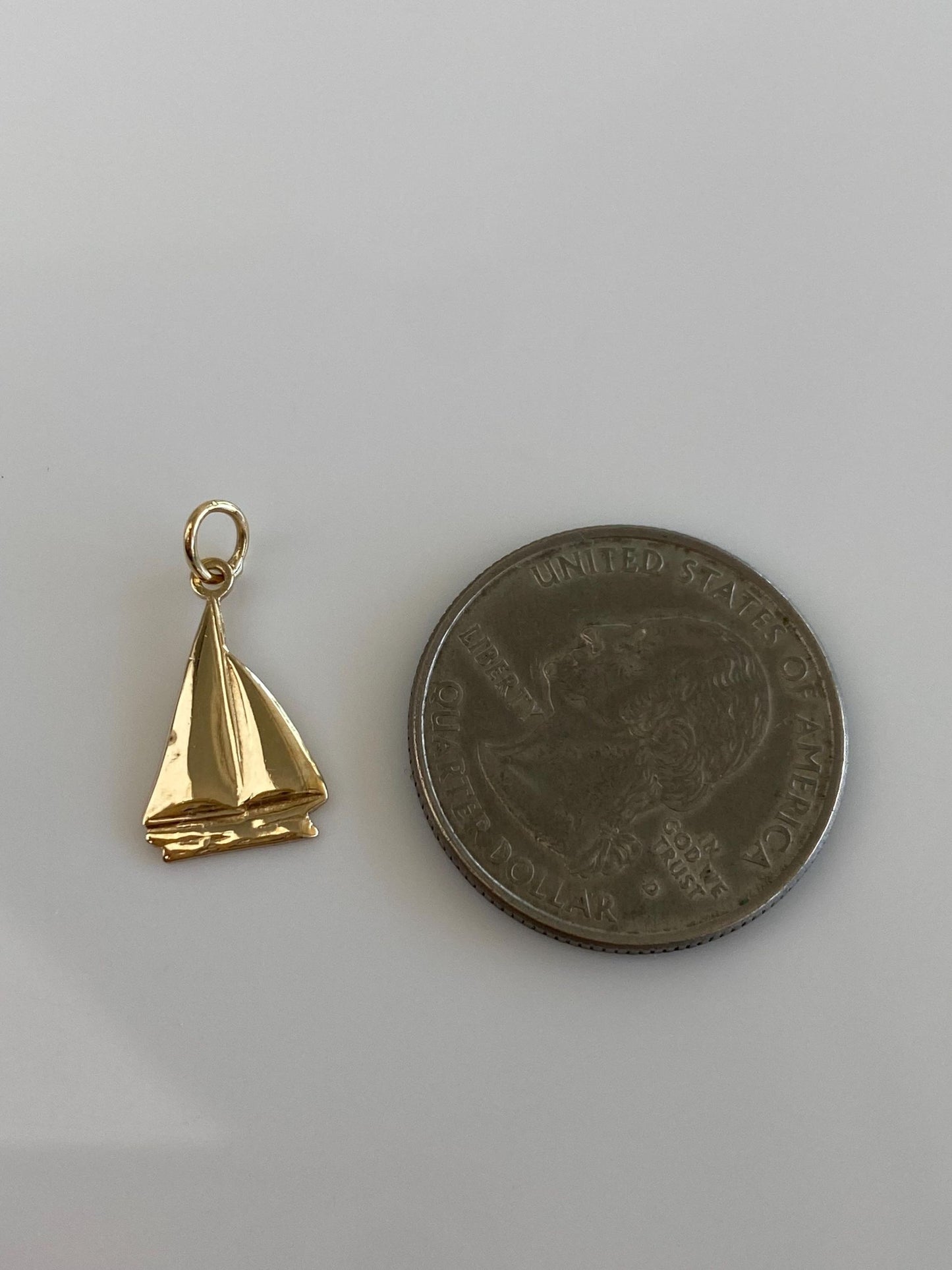 Solid 10k Yellow Gold Sailboat Charm