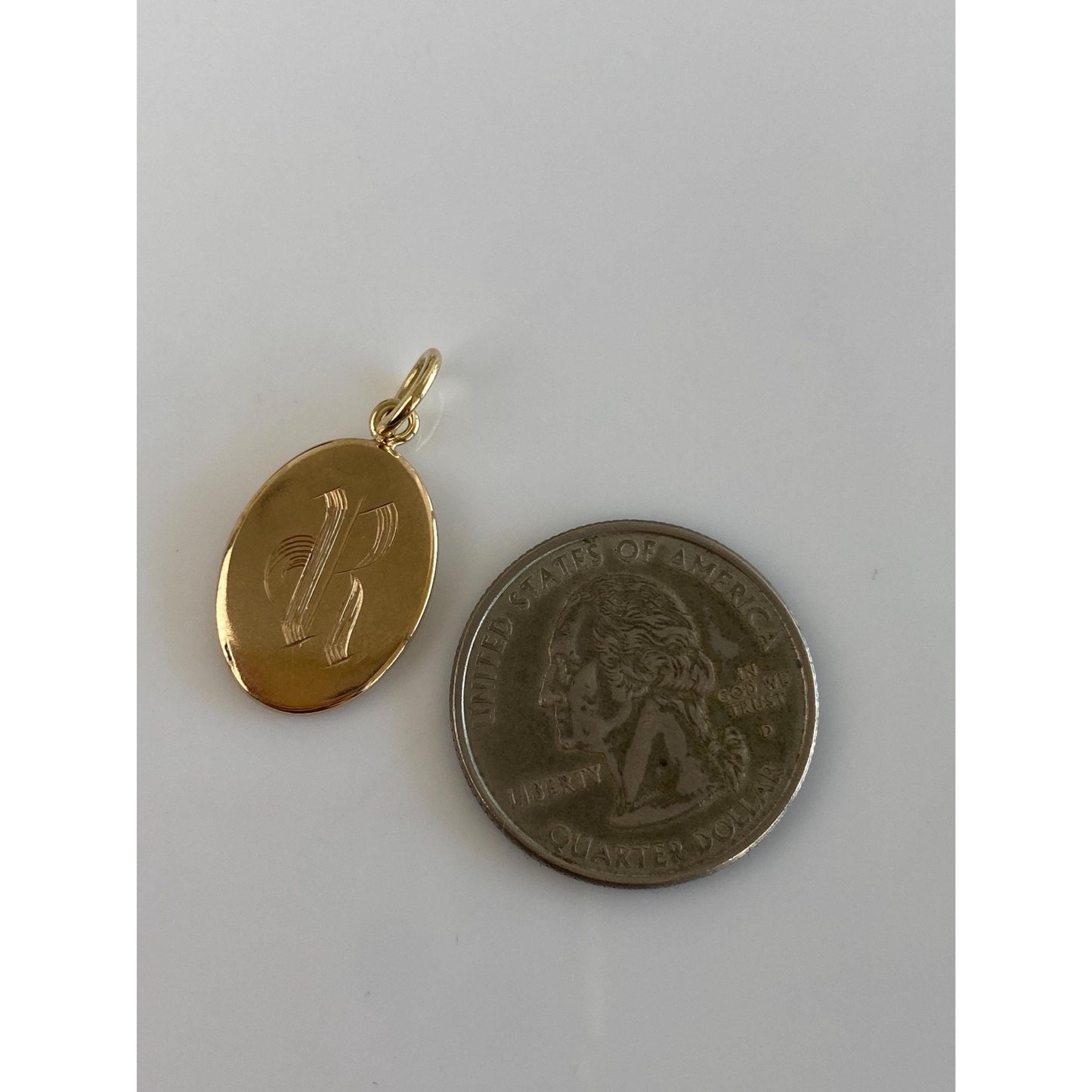 Vintage Solid 10k Yellow Gold Initial 'R' Cufflink Conversion Charm