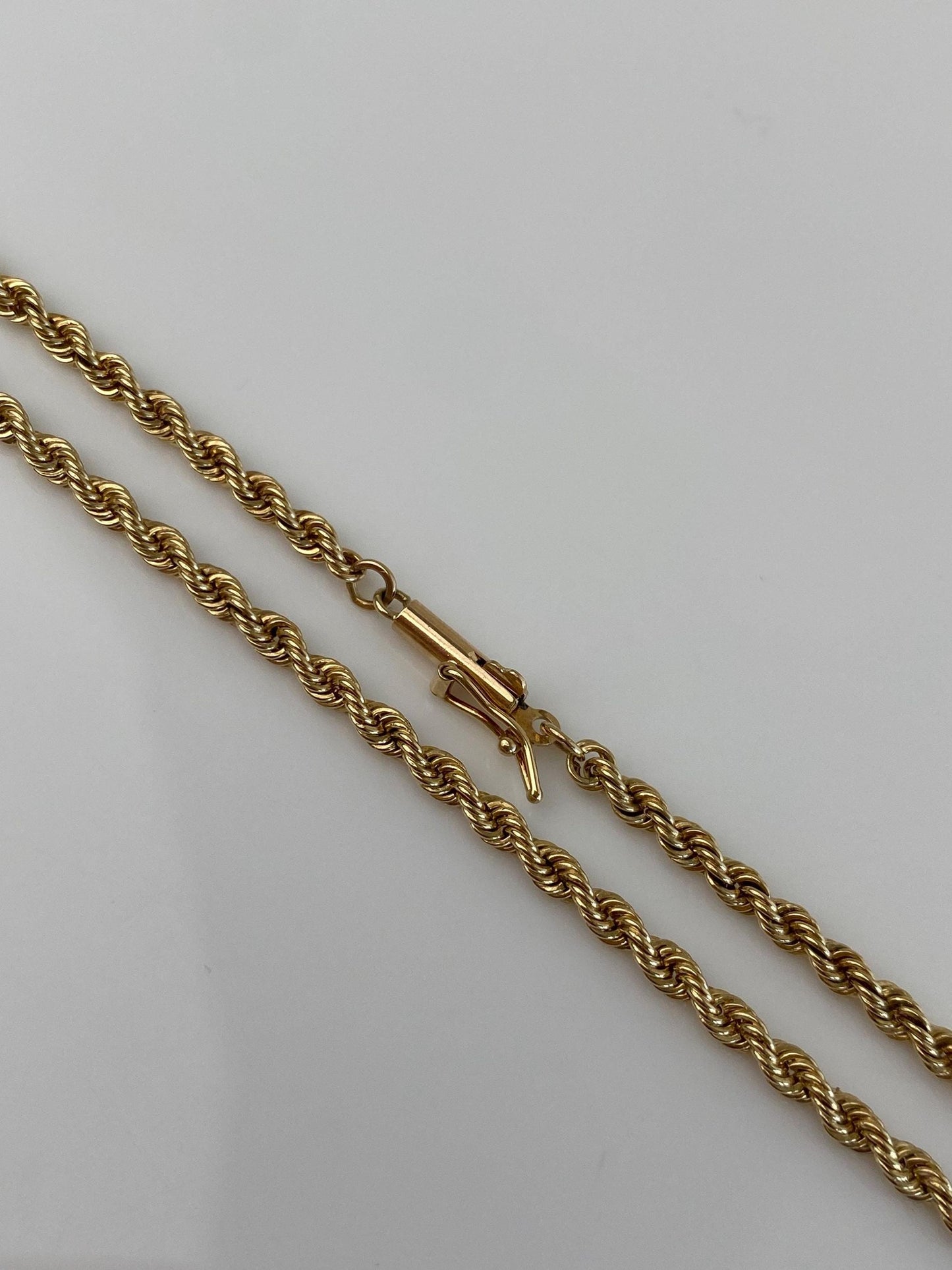 Vintage Solid 14k Yellow Gold Long Slim Rope Chain Necklace - 24 inches