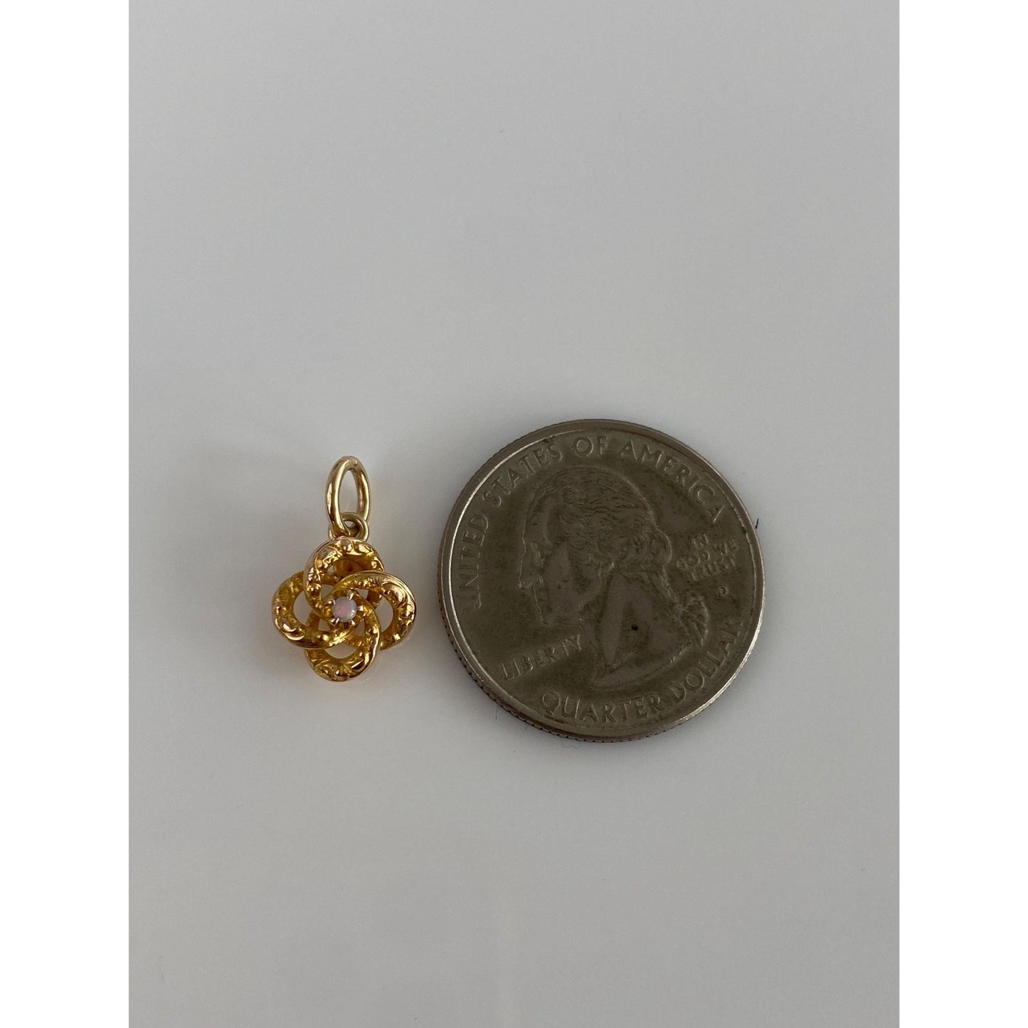 Vintage Solid 14k Yellow Gold Opal Knot Charm