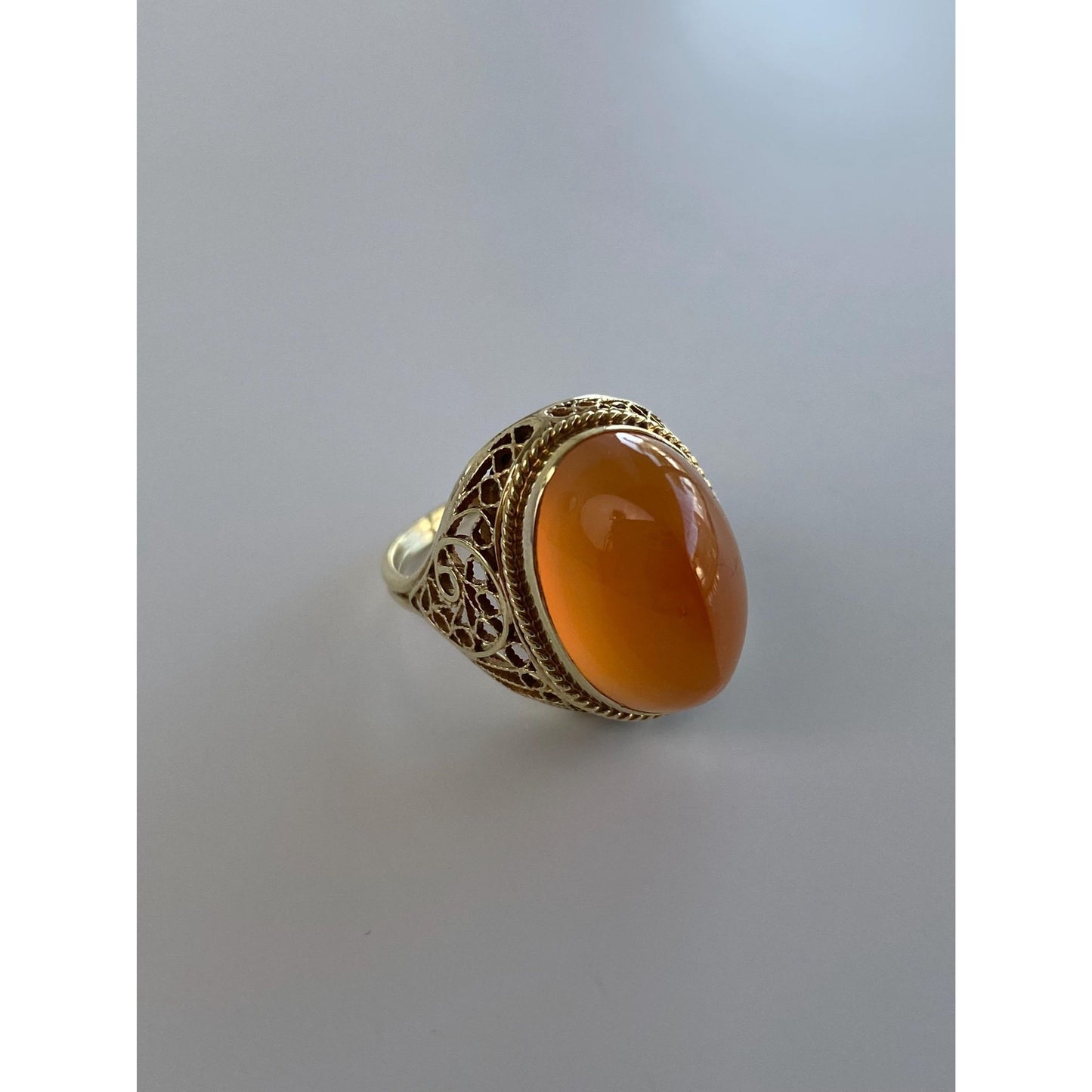 Vintage Solid 14k Yellow Gold Carnelian Ring - Size 5