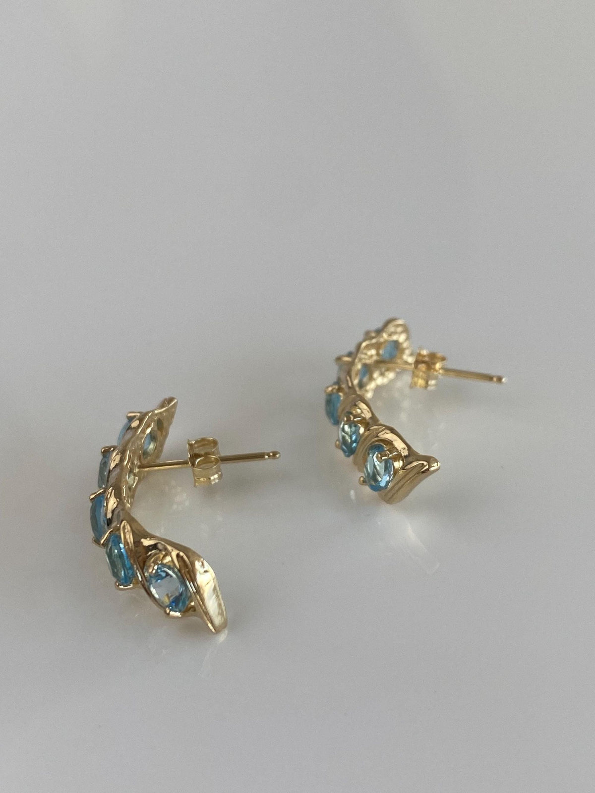 Vintage Solid 14k Yellow Gold Topaz Drop Earrings