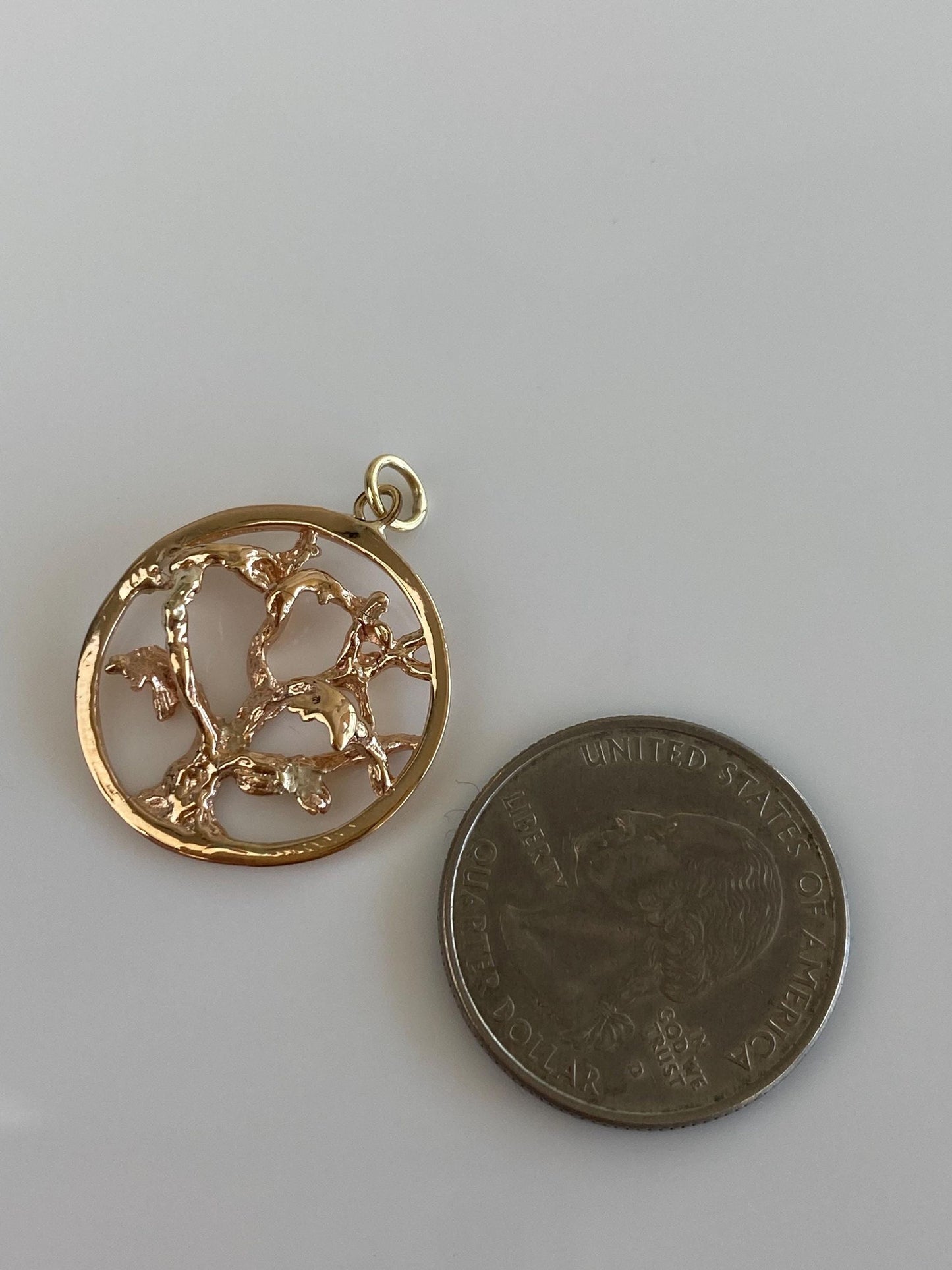 Vintage Solid 14k Yellow Gold Tree Charm