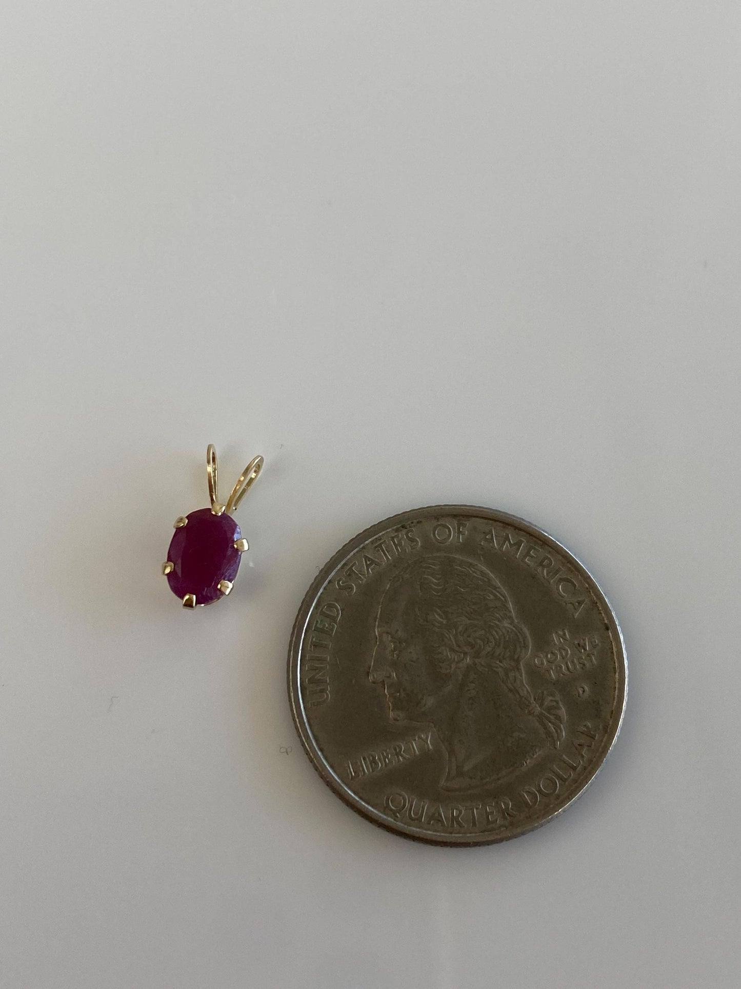 Vintage Solid 14k Yellow Gold Oval Ruby Charm