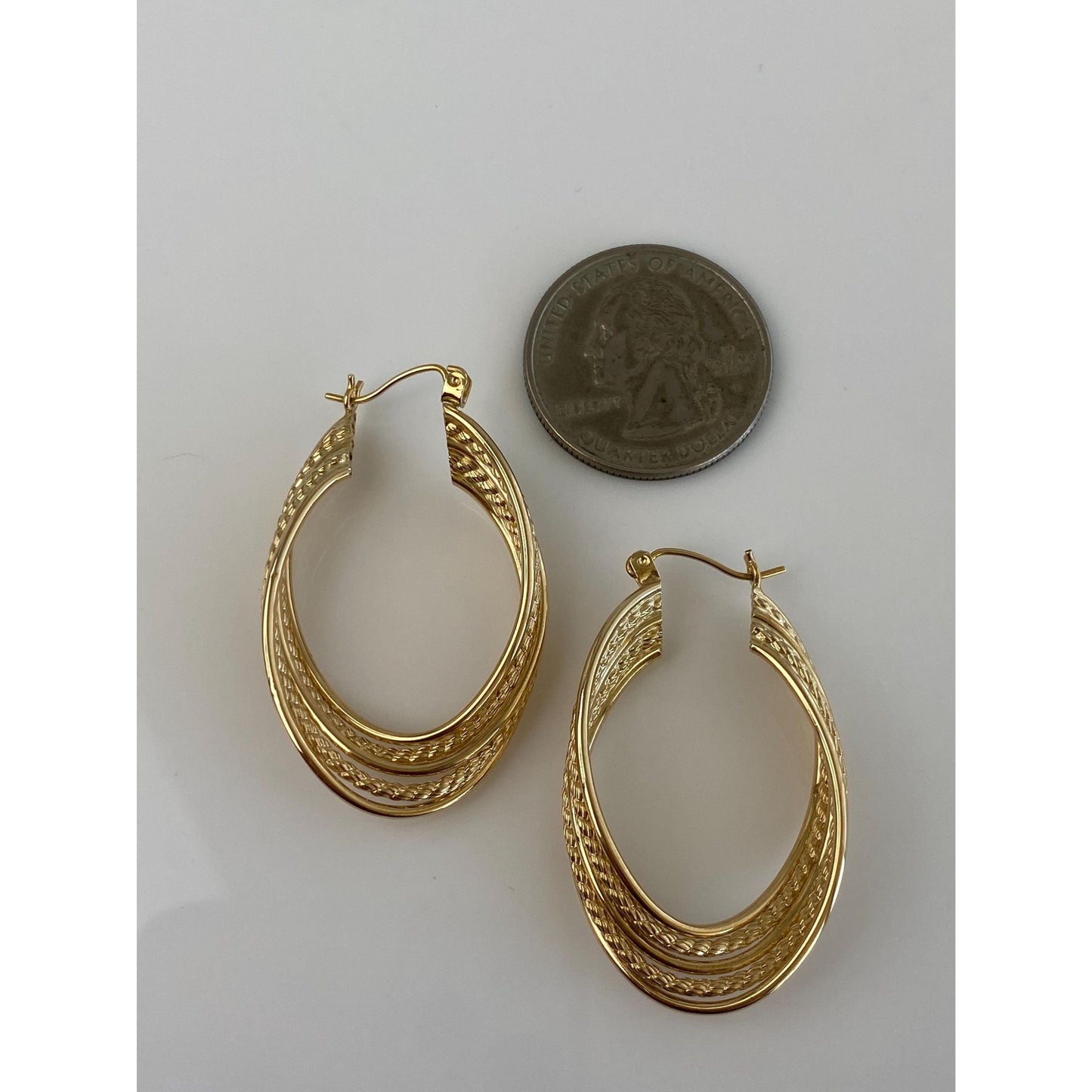 Vintage 14k Yellow Gold Layered Hoop Earrings