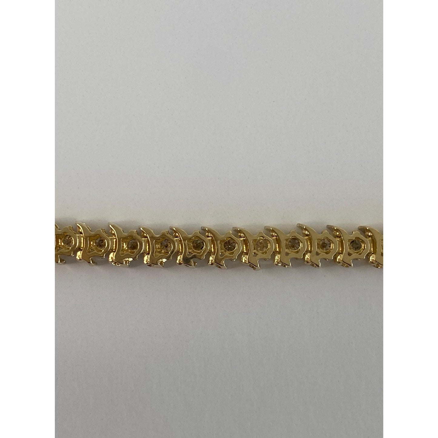 Vintage Solid 14k Yellow Gold Diamond Tennis Bracelet - 7 inches