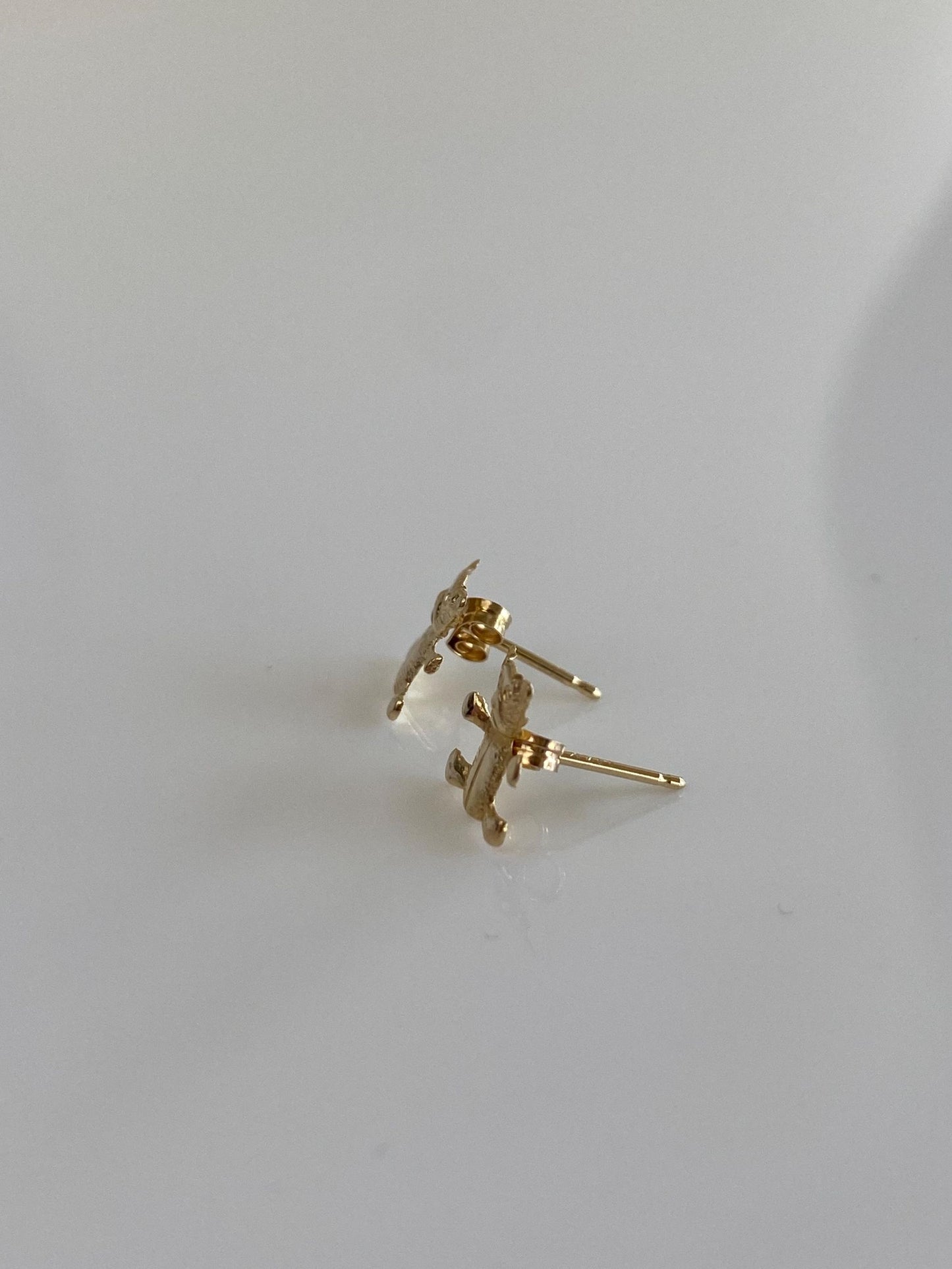Vintage Solid 14k Yellow Gold Teddy Bear Stud Earrings