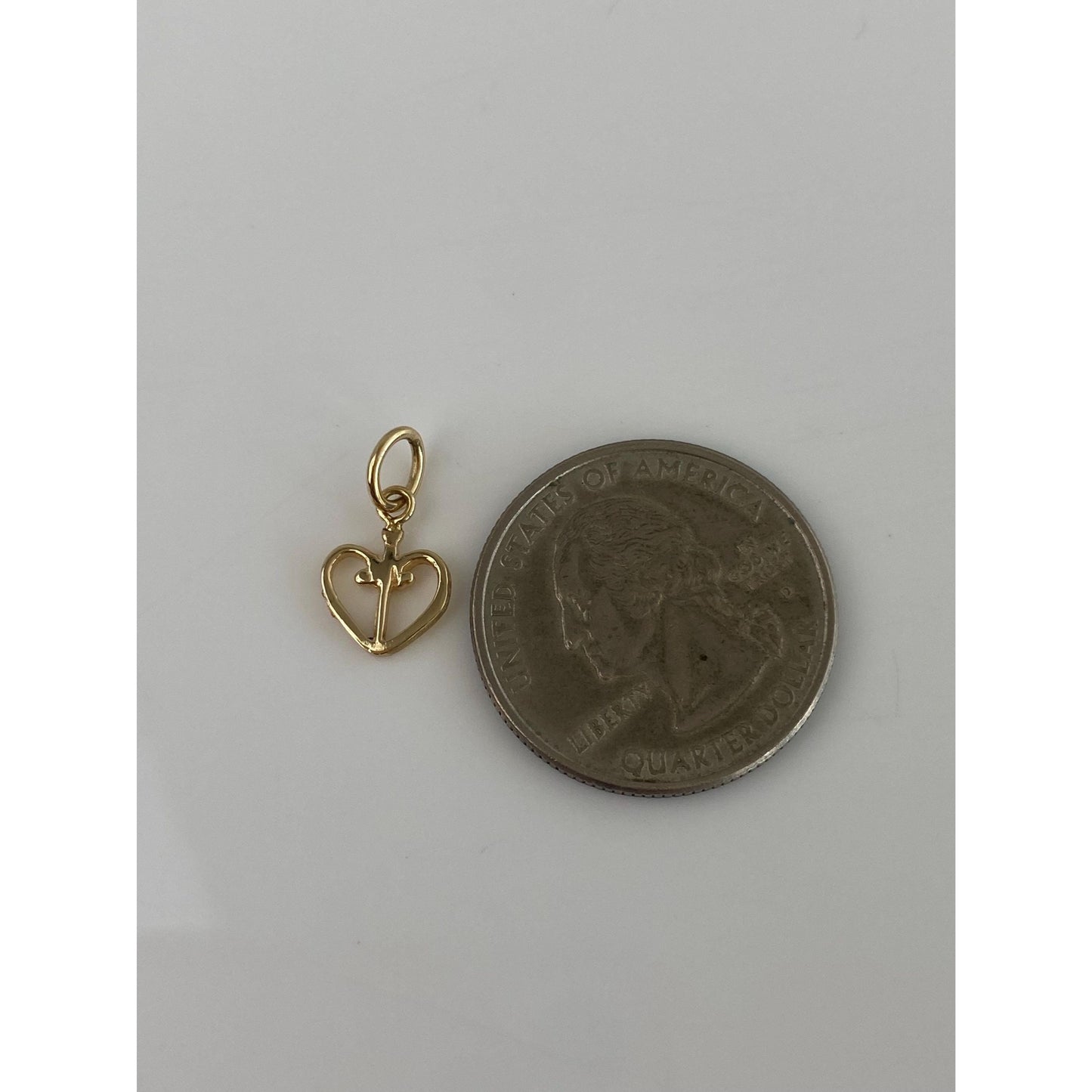 Vintage Solid 14k Yellow Gold Heart Dagger Charm