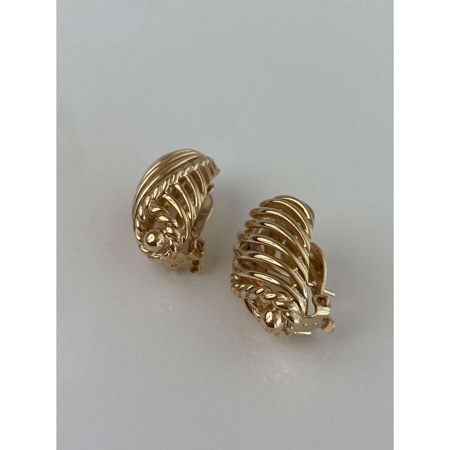 Vintage Solid 14k Yellow Gold Open Work Drop Earrings