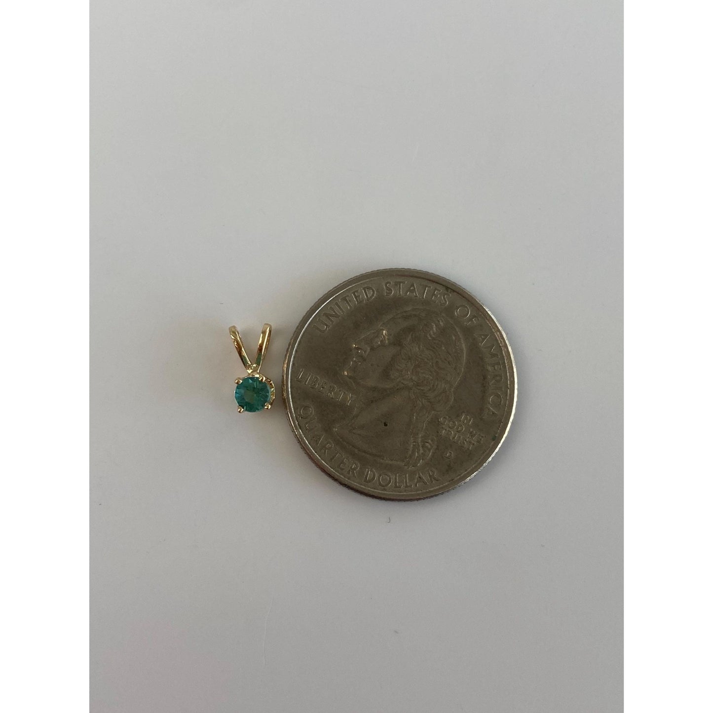 Vintage Solid 14k Yellow Gold Blue Cubic Zirconia Charm