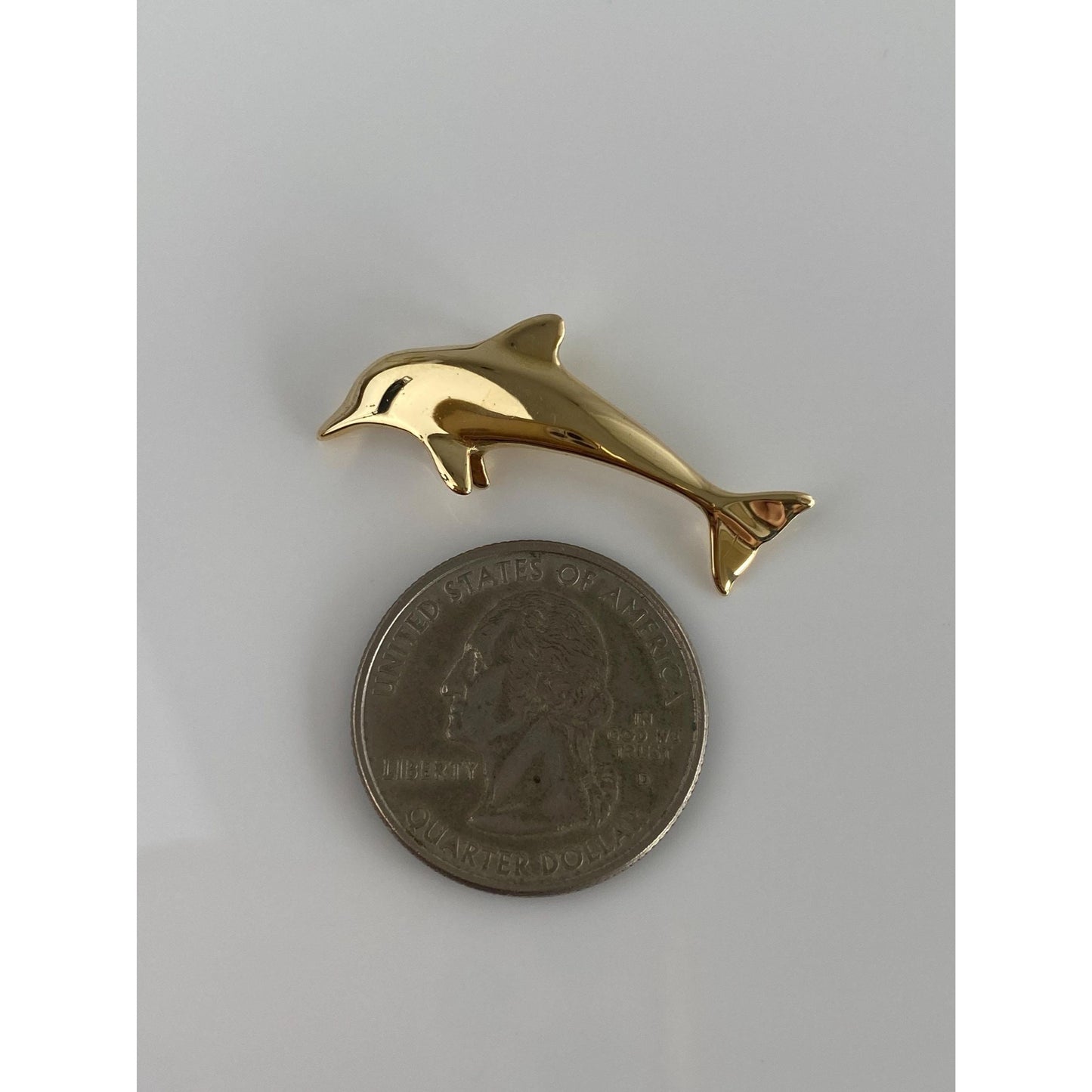 Vintage Solid 18k Yellow Gold Dolphin Slide Charm