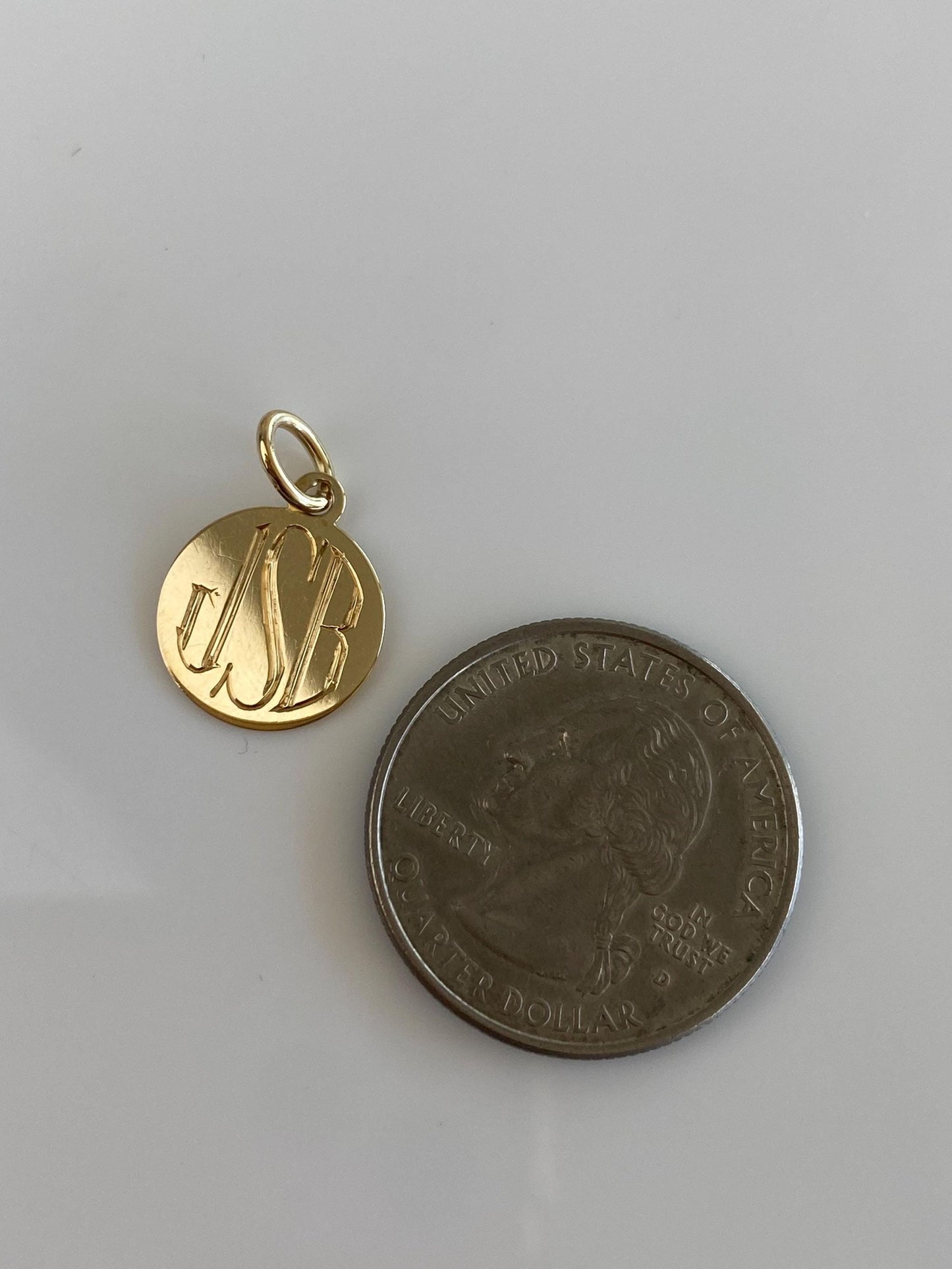 Solid 14k Yellow Gold Monogram Charm