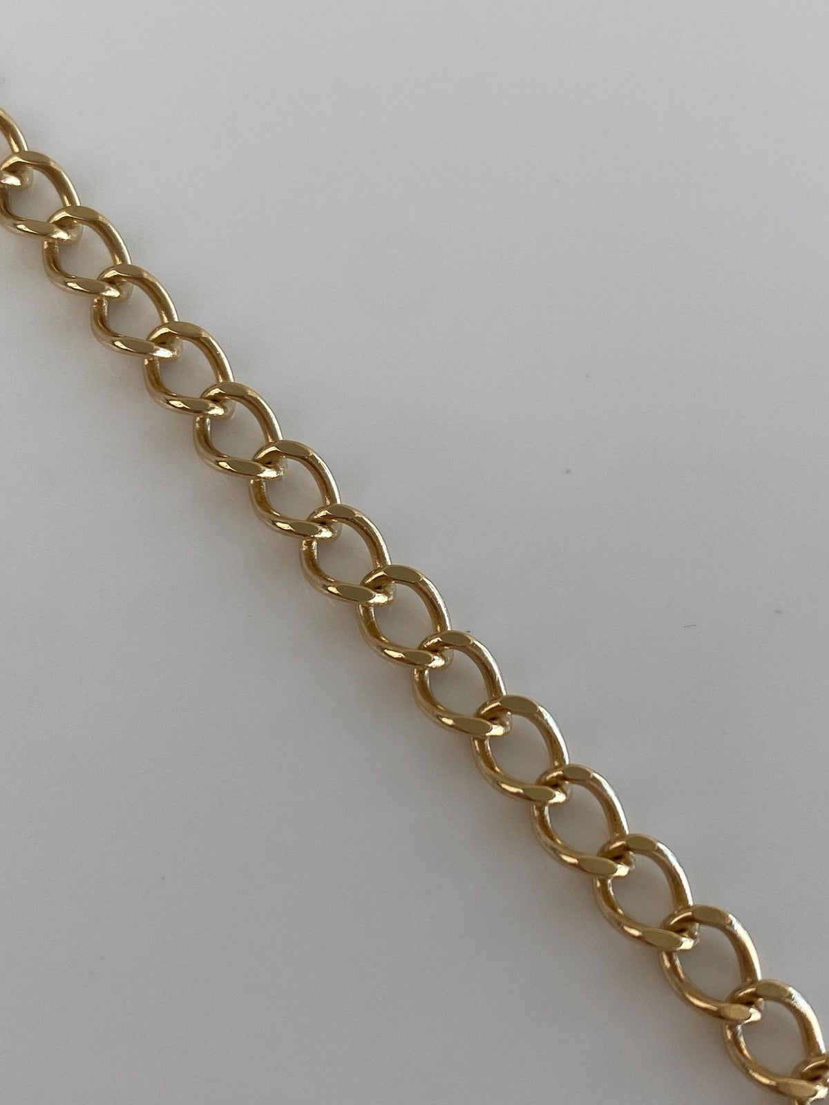 Vintage Solid 14k Yellow Gold Elongated Curb Chain Bracelet - 7.5 inches