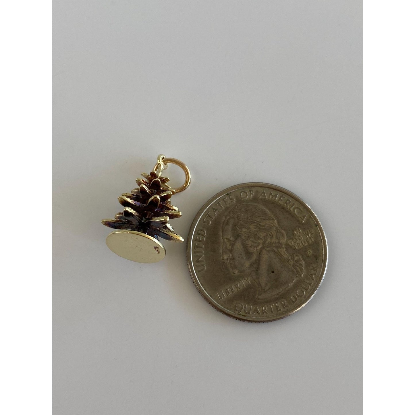 Vintage Solid 14k Yellow Gold Pine Fir Tree Charm