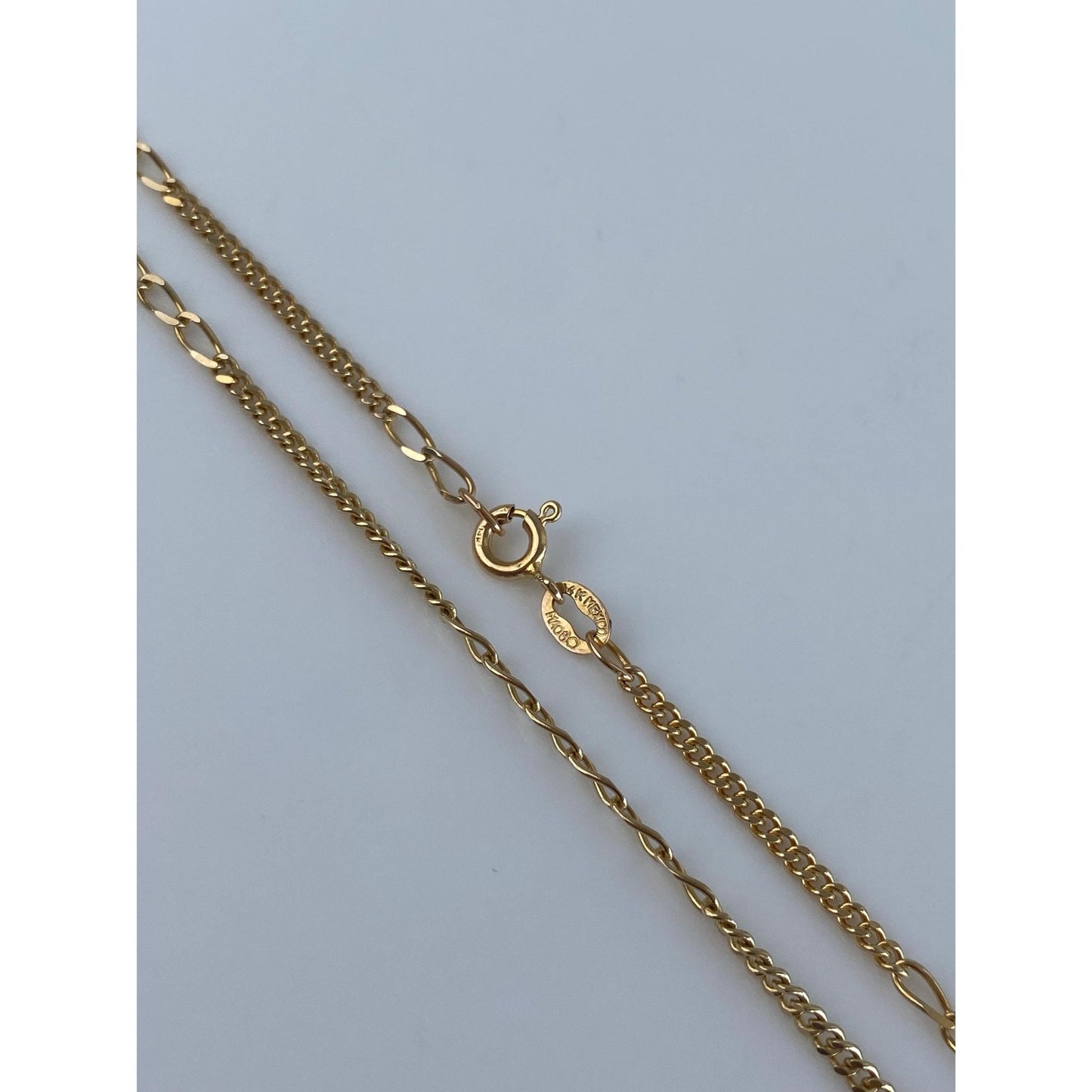Vintage Solid 14k Yellow Gold Elongated Curb Chain Necklace - 24.75 inches