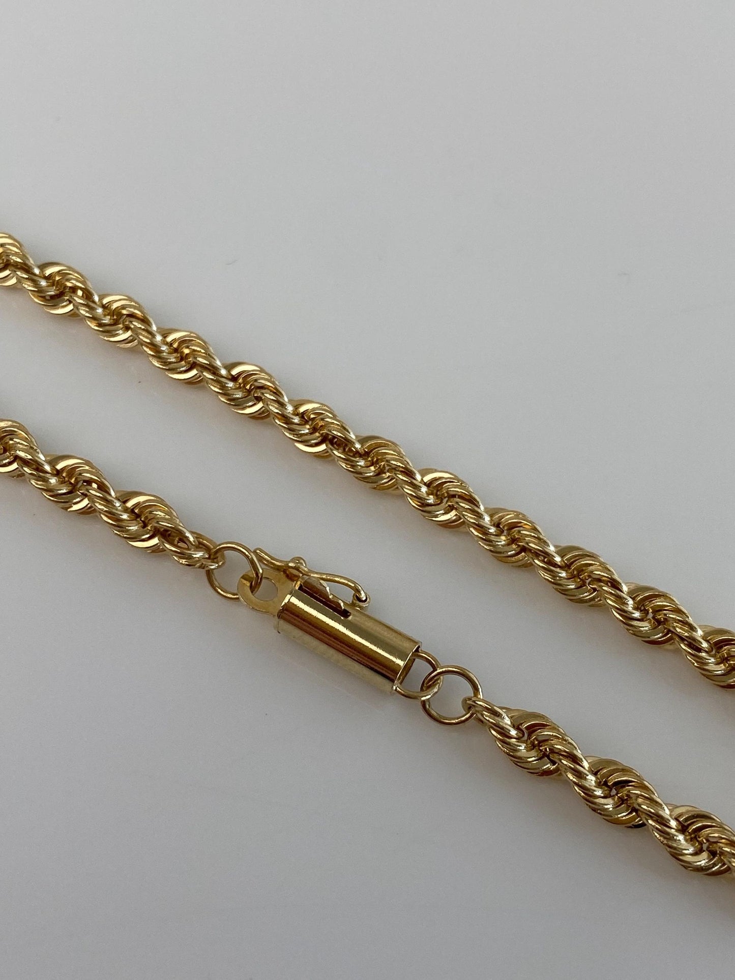 Vintage Solid 14k Yellow Gold Rope Chain Bracelet - 7 inches