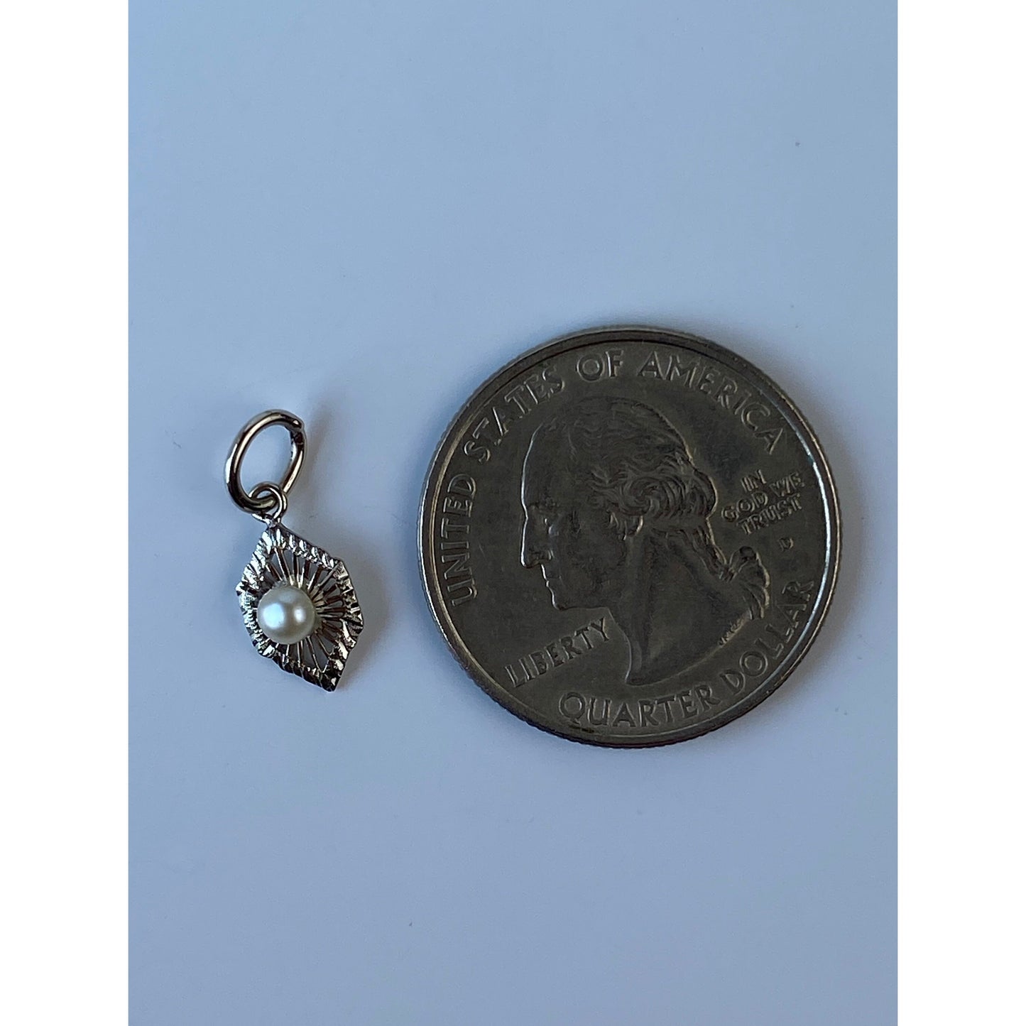 Vintage Solid 18k White Gold Pearl Charm