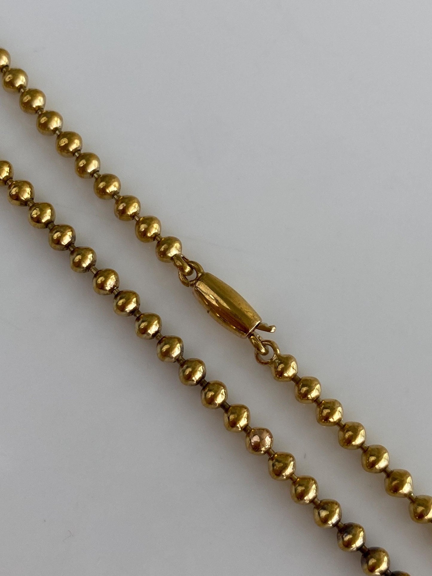 Vintage Solid 22k Yellow Gold Ball Chain Necklace - 15.75 inches