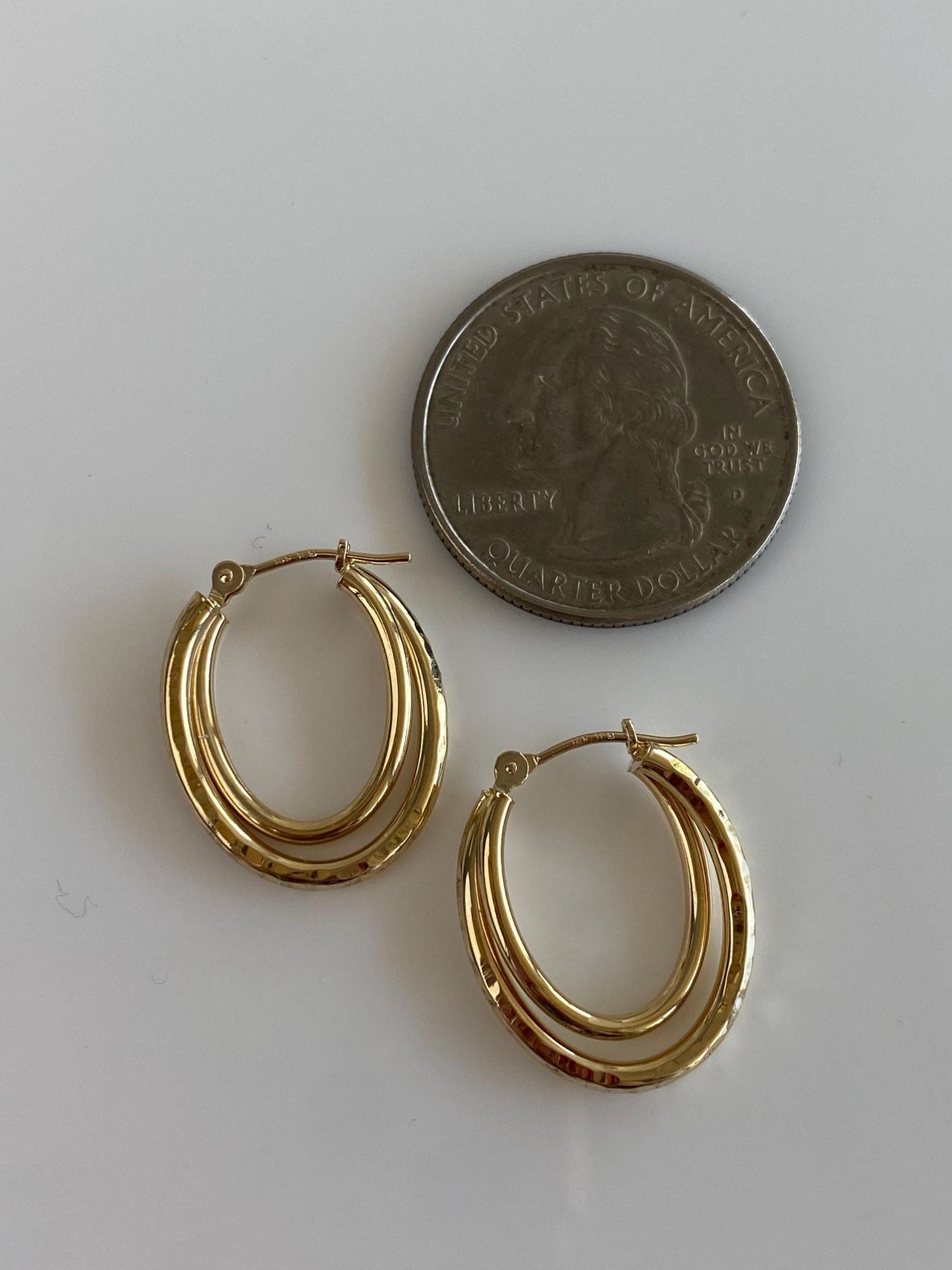 Vintage 14k Yellow Gold Layered Textured Hoop Earrings