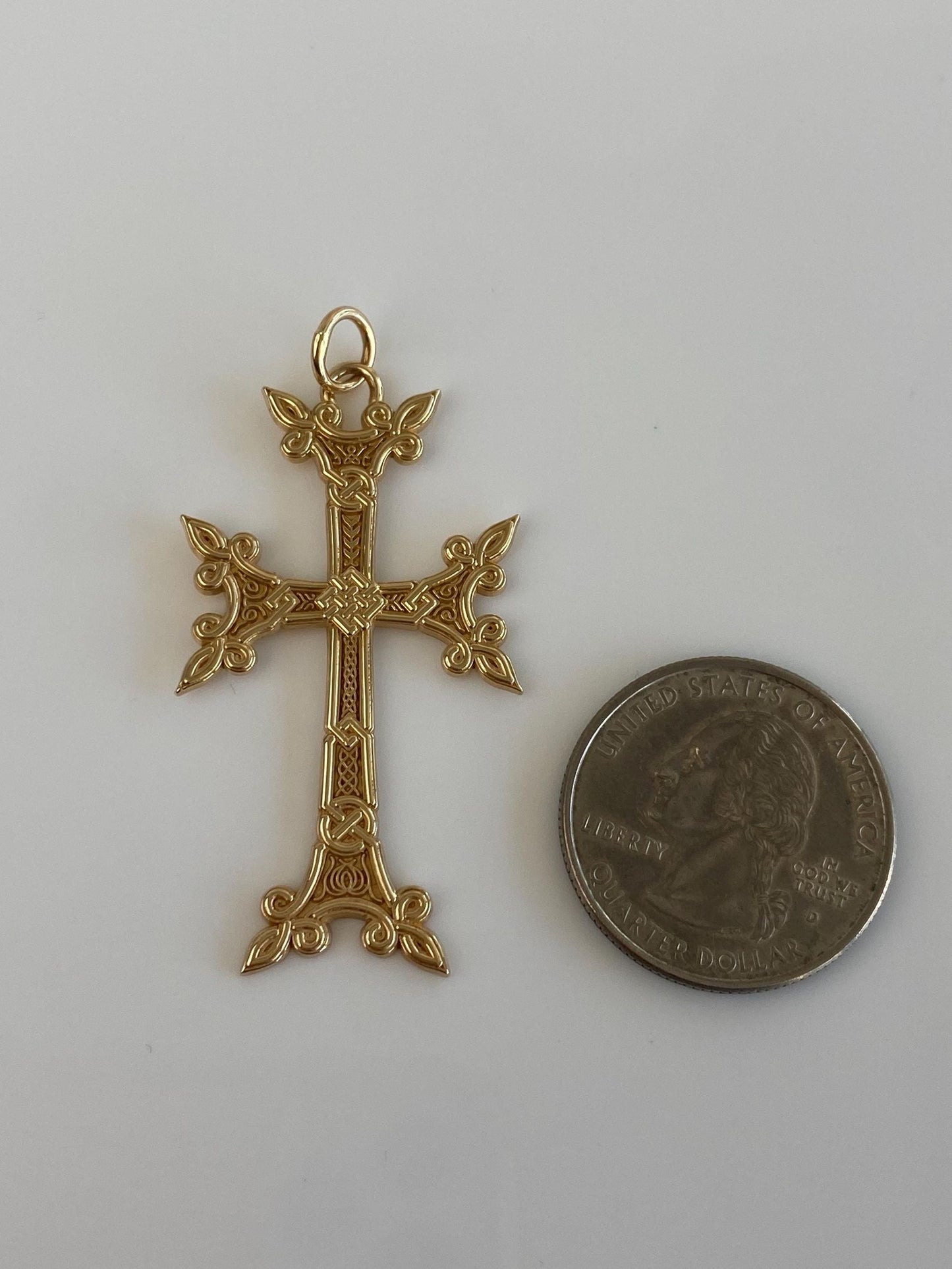 Vintage Solid 14k Yellow Gold Cross Charm