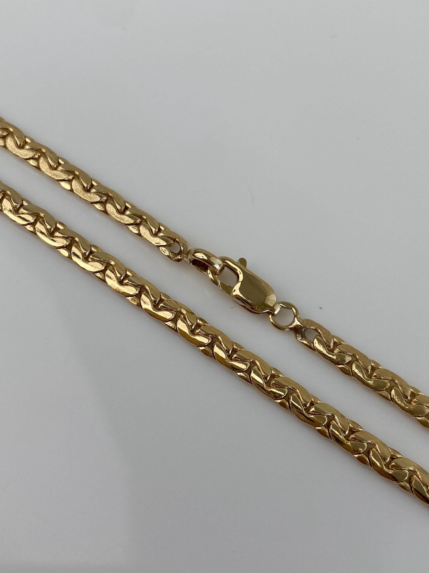 Vintage Solid 14k Yellow Gold C Link Flat Chain Necklace - 18.25 inches