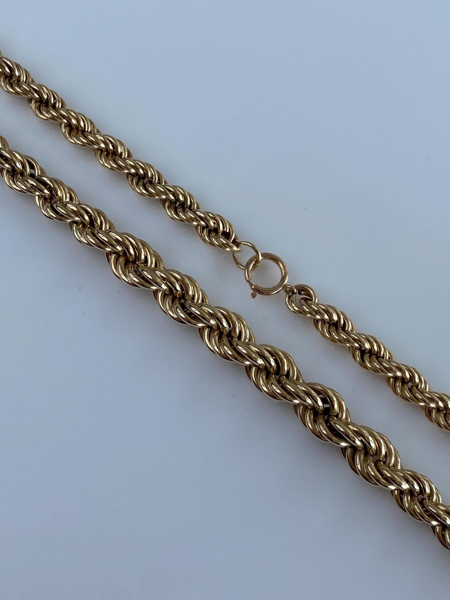 Vintage 14k Yellow Gold Chunky Graduated Rope Chain Necklace - 15.75 inches