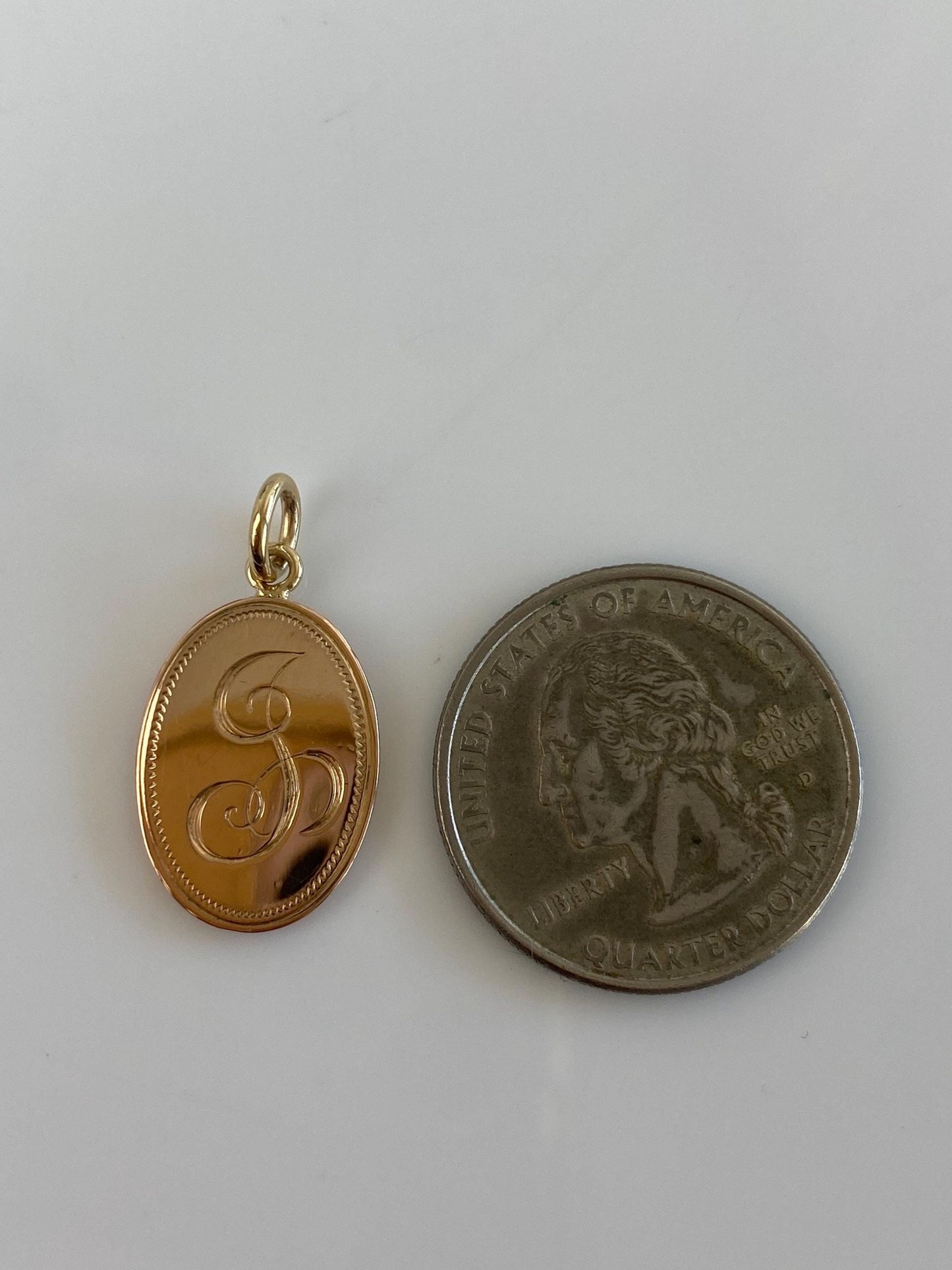 Vintage Solid 14k Yellow Gold Initial Cufflink Conversion Charm