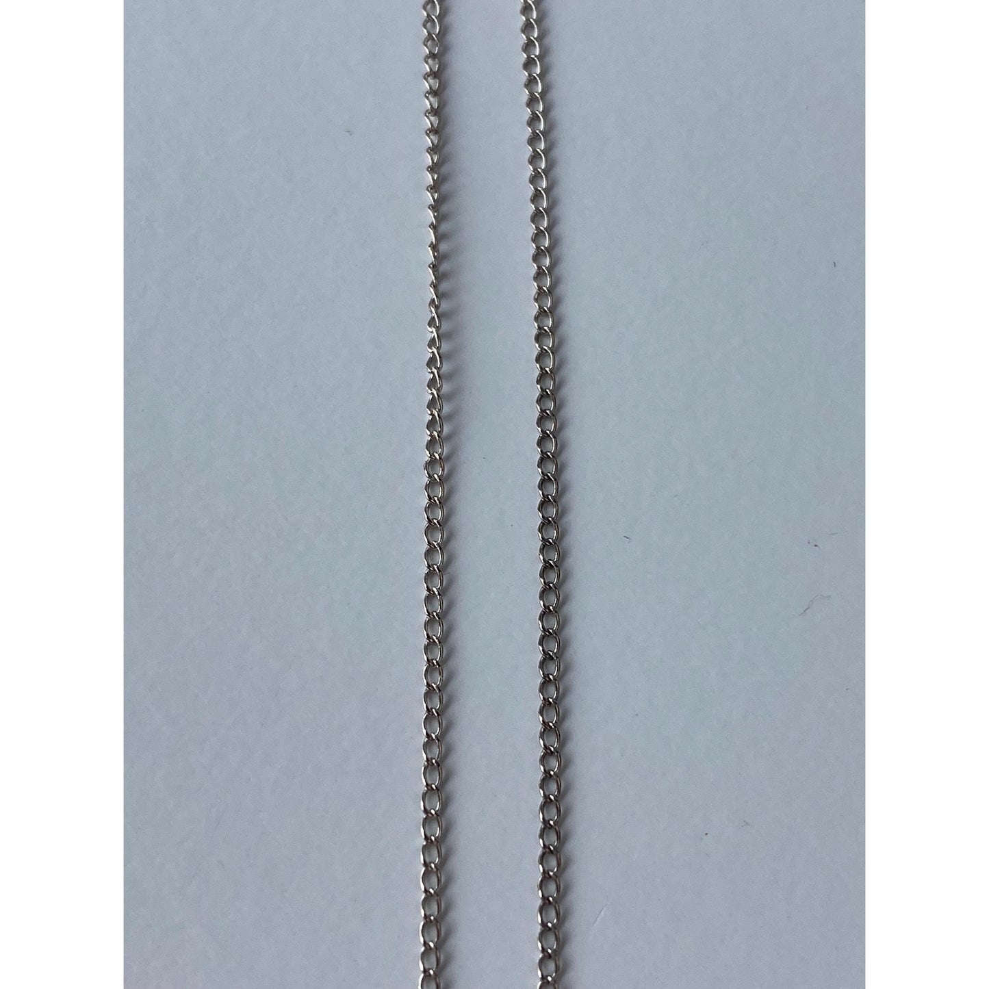 Vintage Solid 14k White Gold Elongated Curb Chain Necklace - 18.75 inches