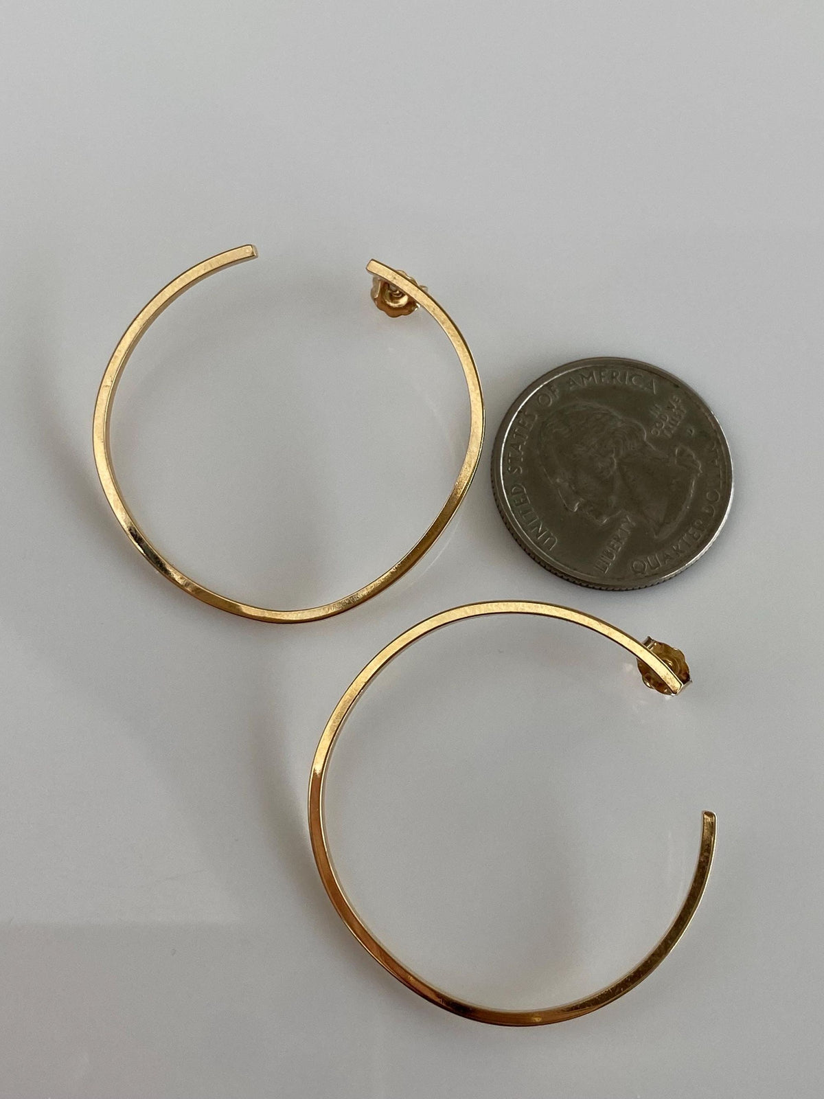 Solid 14k Yellow Gold Square Wire Semi Circle Stud Earrings