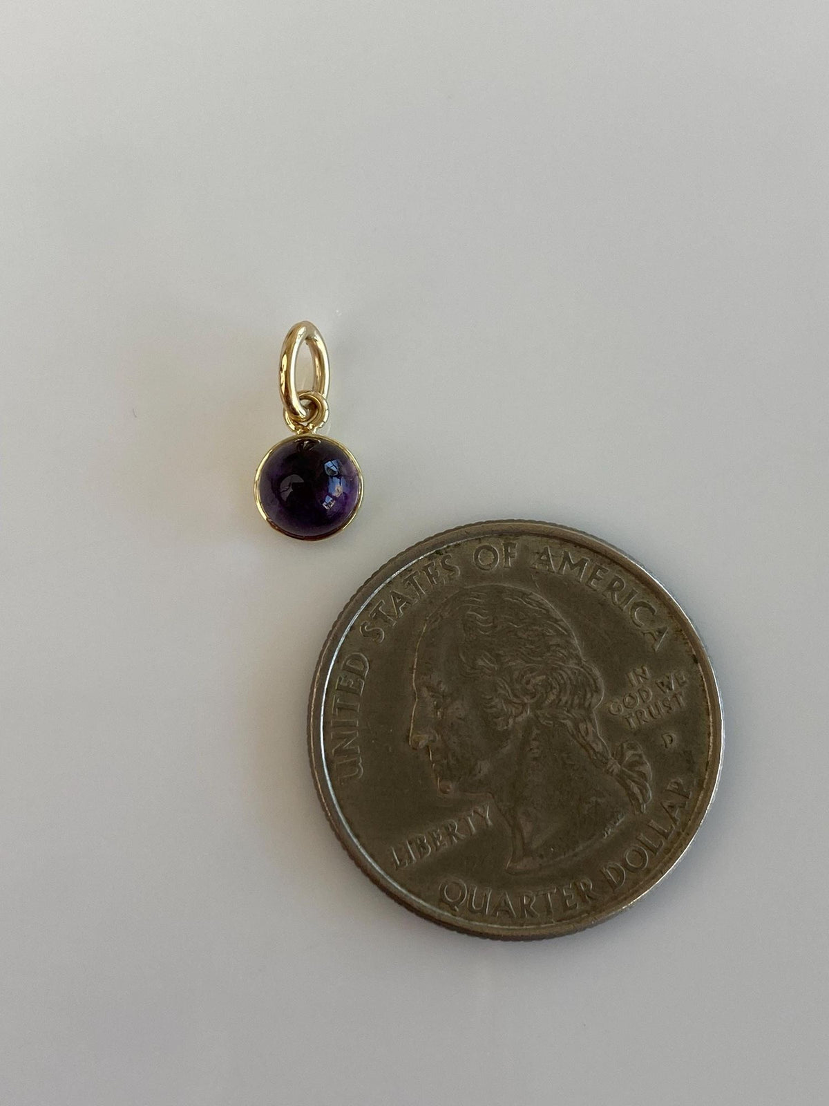 Vintage Solid 14k Yellow Gold Little Amethyst Charm