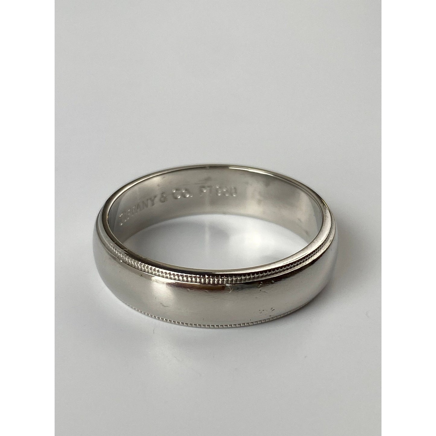 Tiffany & Co. Solid Platinum Milgrain Ring Band - Size 12