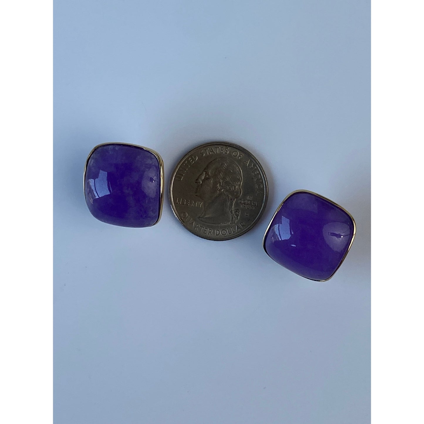 Vintage Solid 14k Yellow Gold Purple Stone Stud Earrings