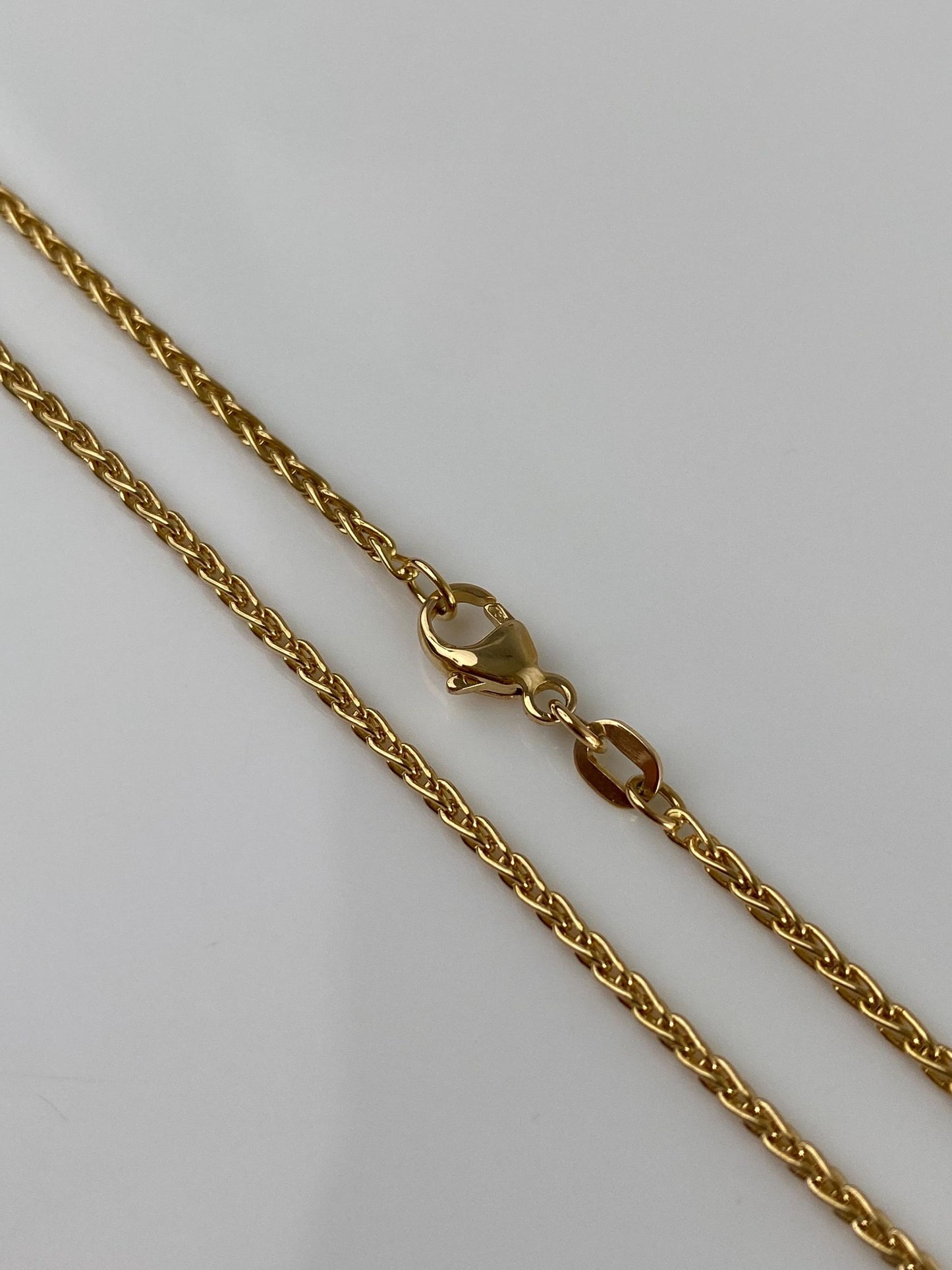 Vintage Solid 18k Yellow Gold Wheat Chain Necklace - 18 inches
