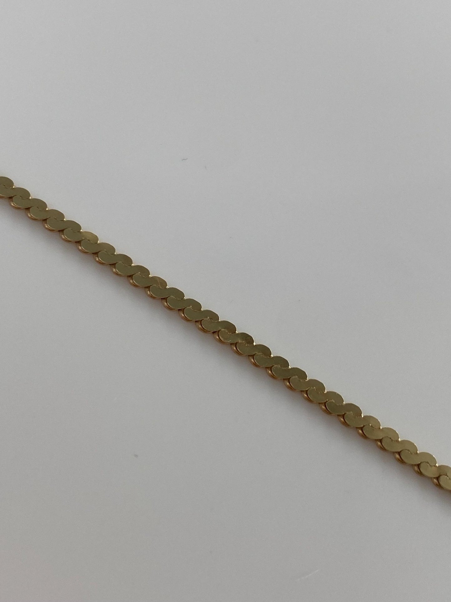 Vintage Solid 14k Yellow Gold Chunky Serpentine Chain Bracelet - 6.75 inches