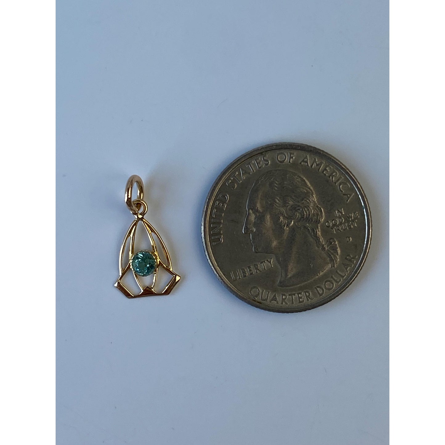 Vintage Solid 10k Yellow Gold Light Blue Cubic Zirconia Stick Pin Conversion Charm