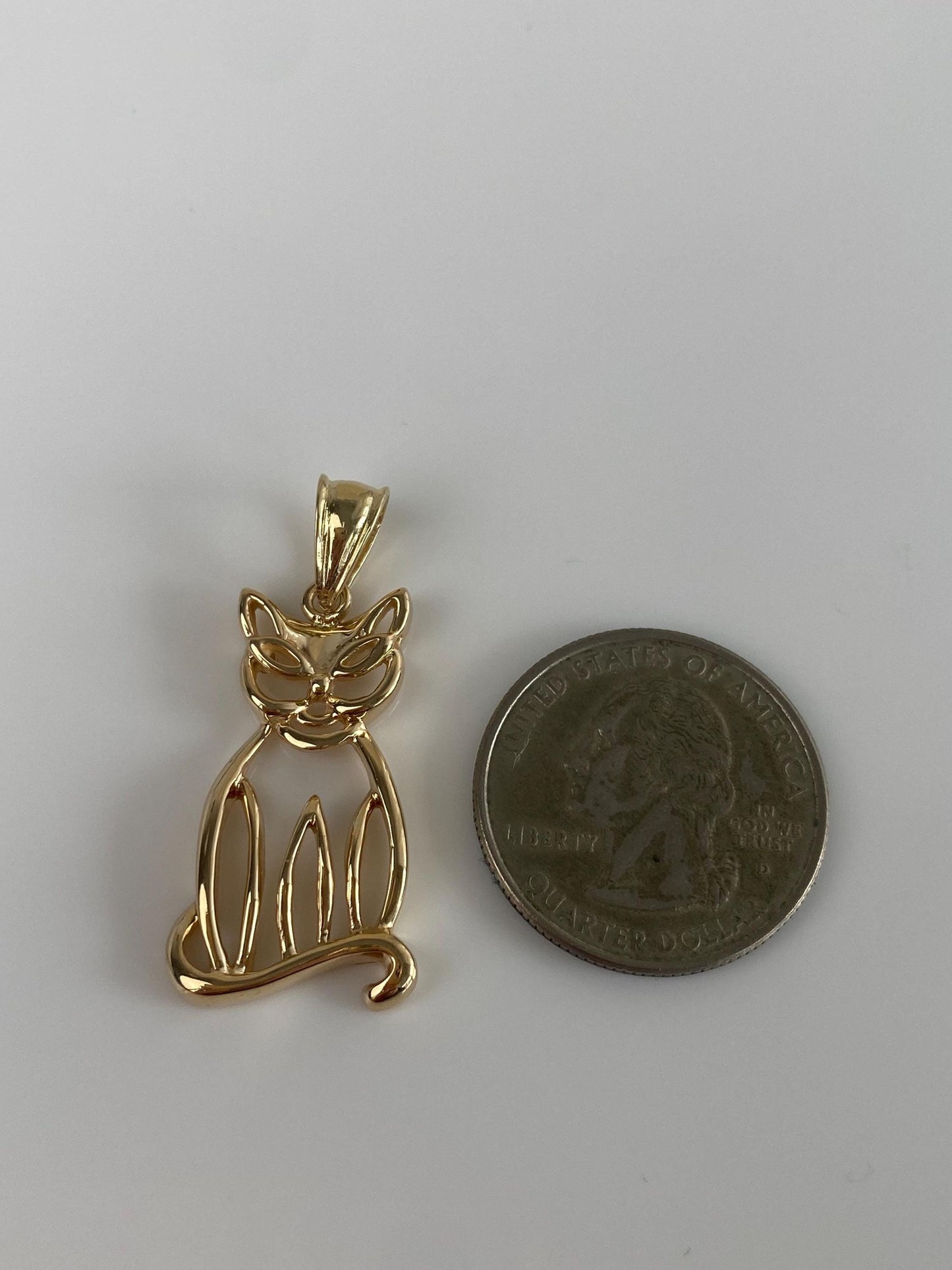 Vintage Solid 14k Yellow Gold Cat Charm