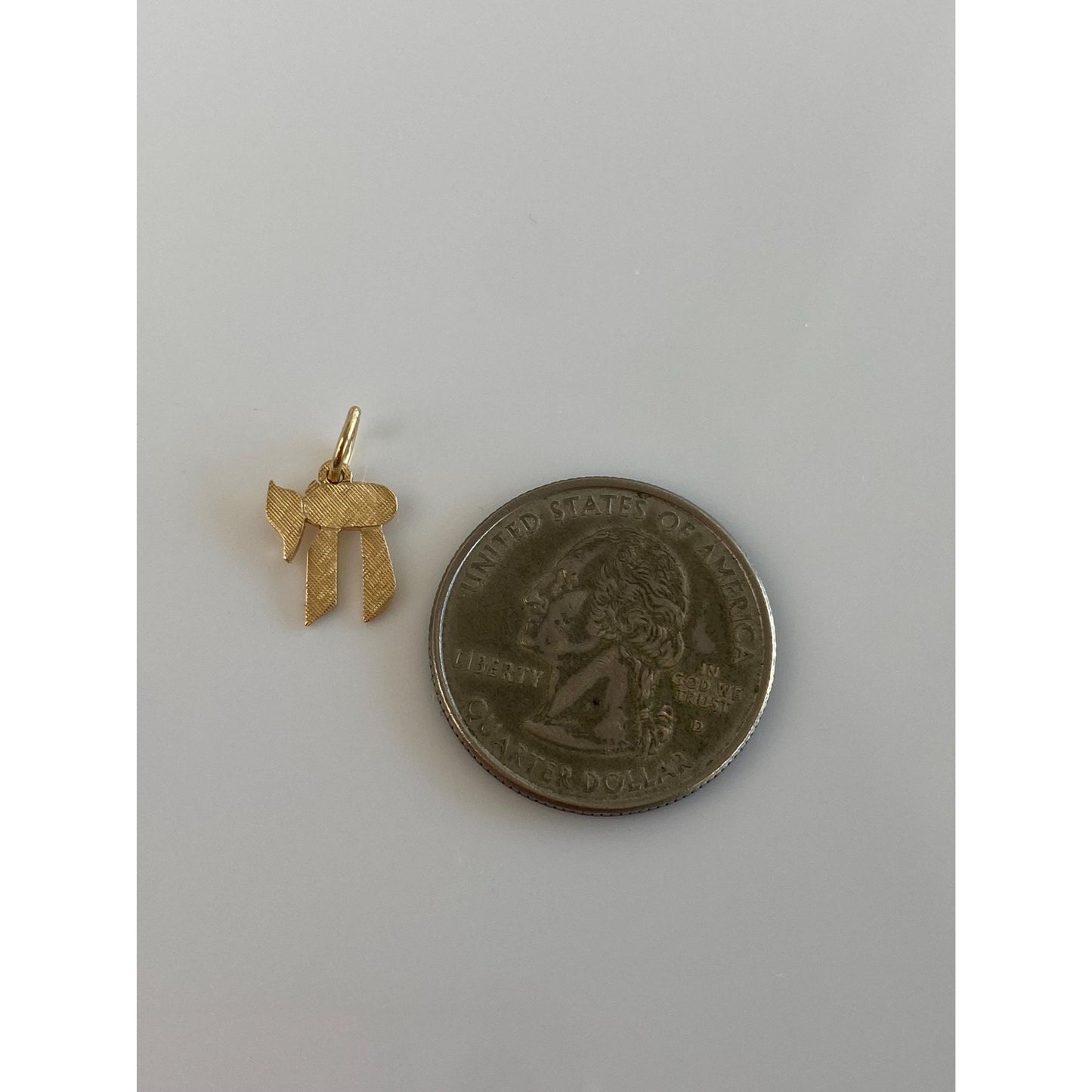 Solid 14k Yellow Gold Chai Charm