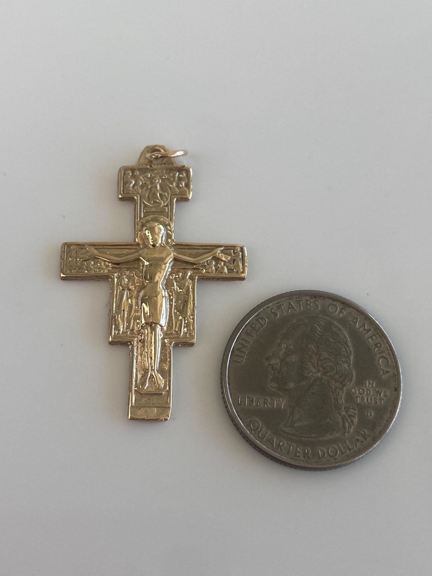 Vintage Solid 12k Yellow Gold Crucifix Cross Charm