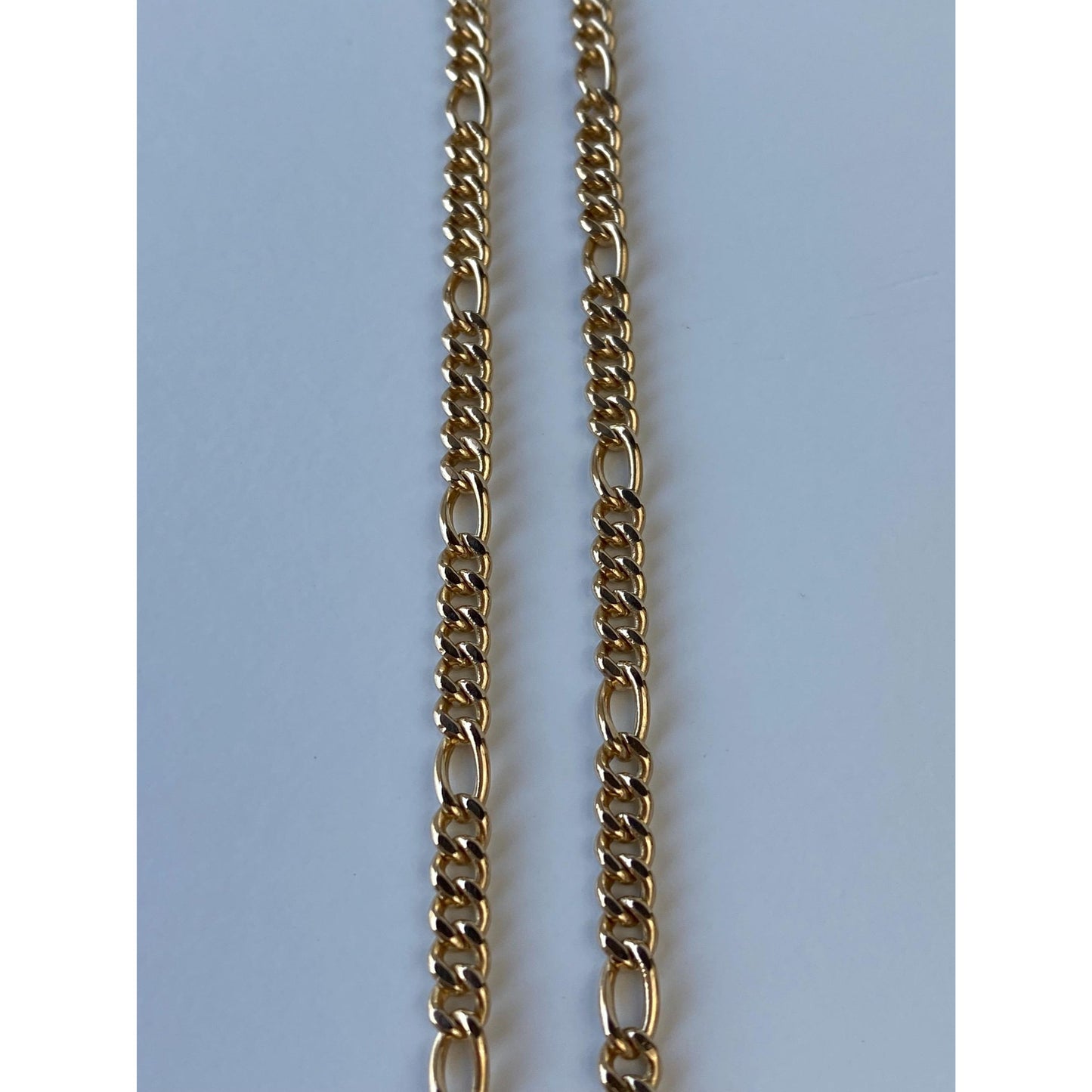 Vintage Solid 14k Yellow Gold Chunky Figaro Chain Necklace - 25.5 inches