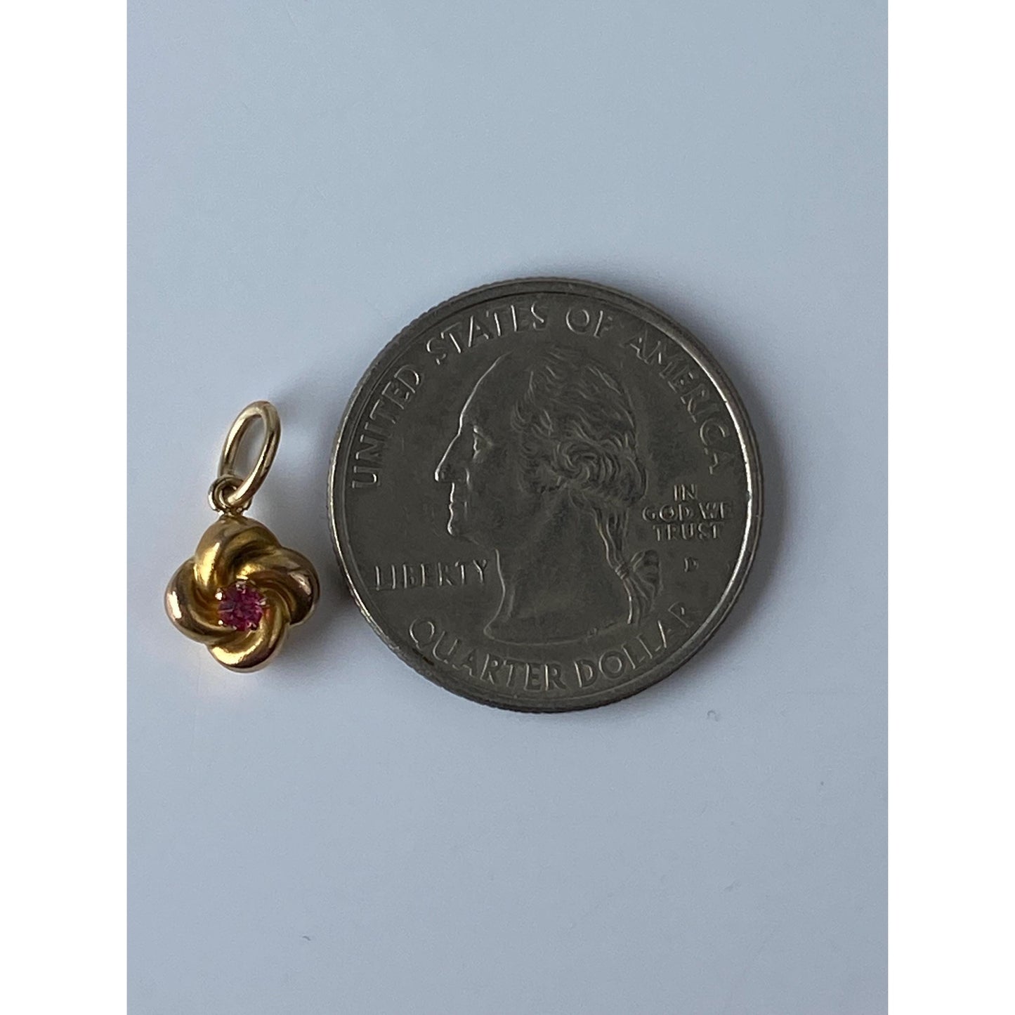 Vintage Solid 14k Yellow Gold Pink Cubic Zirconia Knot Stick Pin Conversion Charm