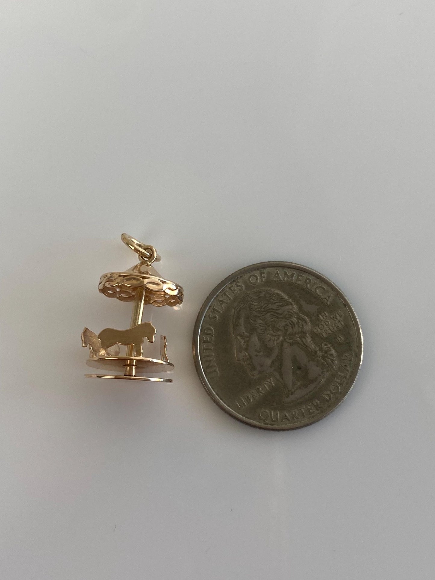 Vintage Solid 14k Yellow Gold Carousel Charm