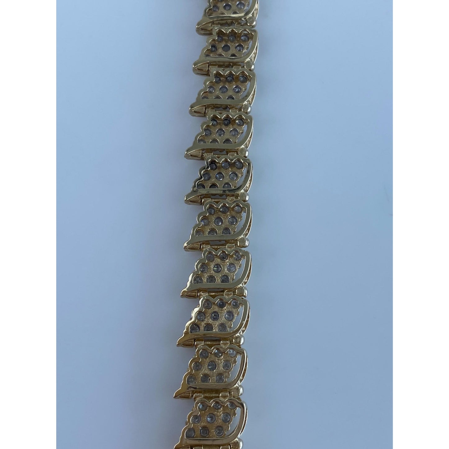 Vintage Solid 10k Yellow Gold Diamond Cluster Tennis Bracelet - 7.5 inches